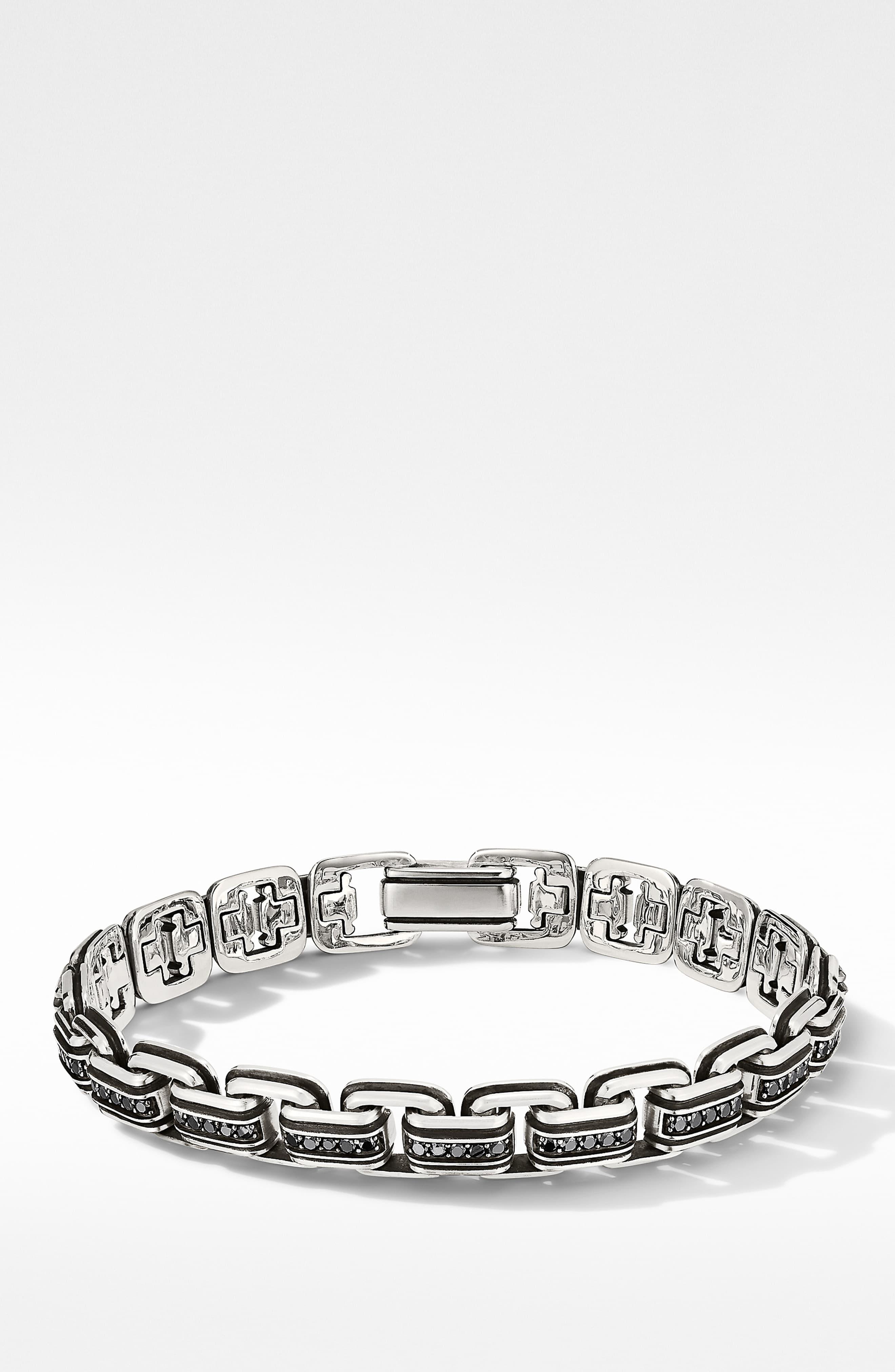 David Yurman Chain Link Bracelet With Pavé Black Diamonds in Silver ...