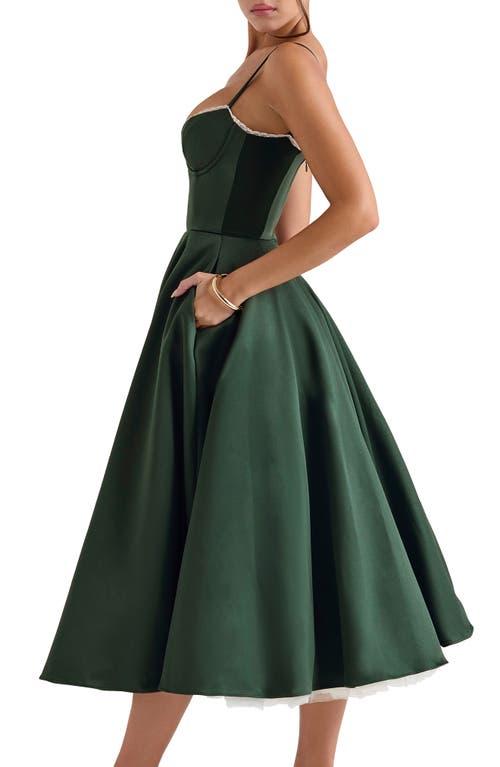 mademoiselle forest green satin tulle midi dress MADEMOISELLE Forest Green Satin Tulle Midi Dress Size M/Cup A-C