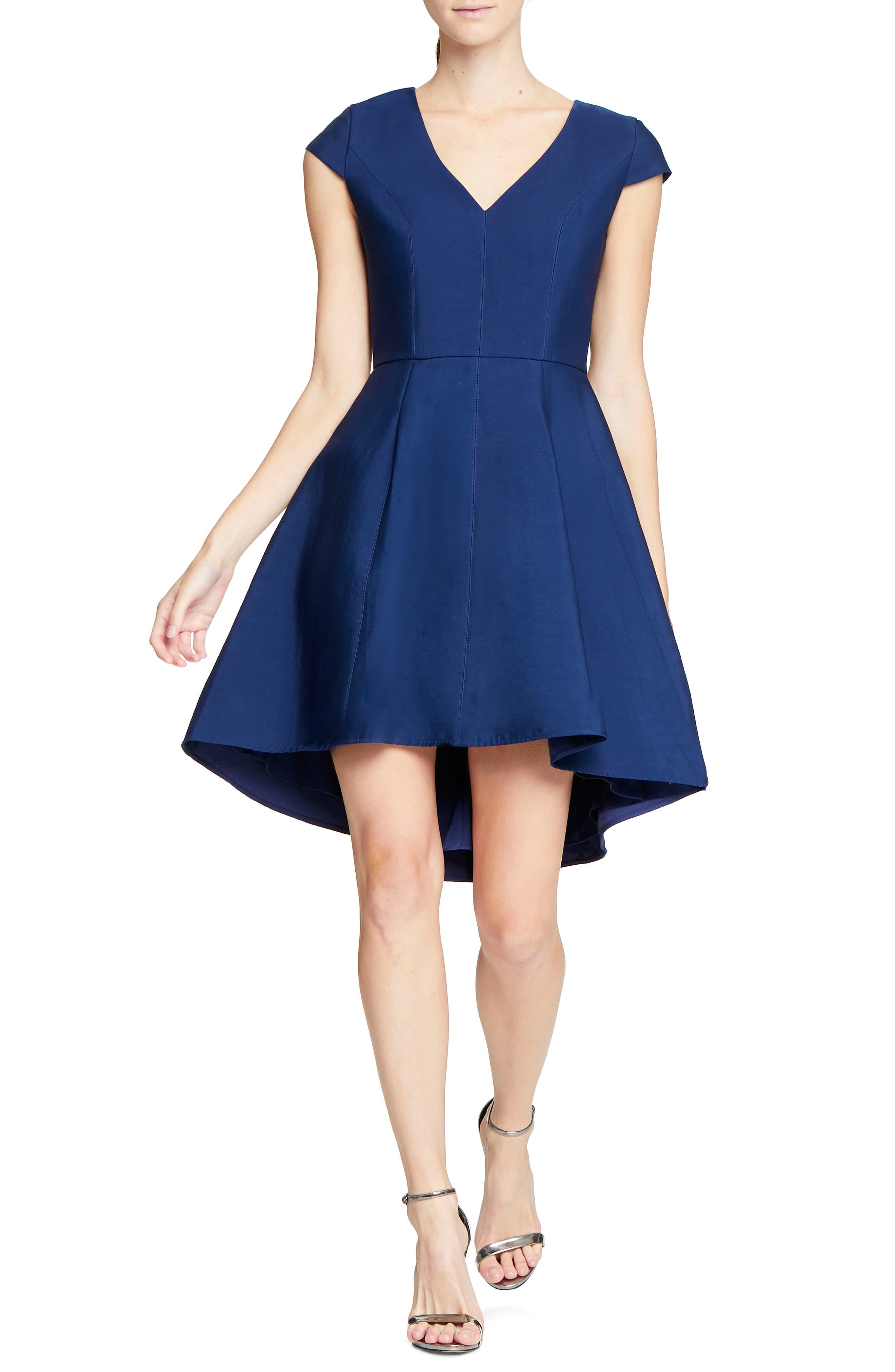 Halston High/low Cocktail Dress in Navy (Blue) Lyst