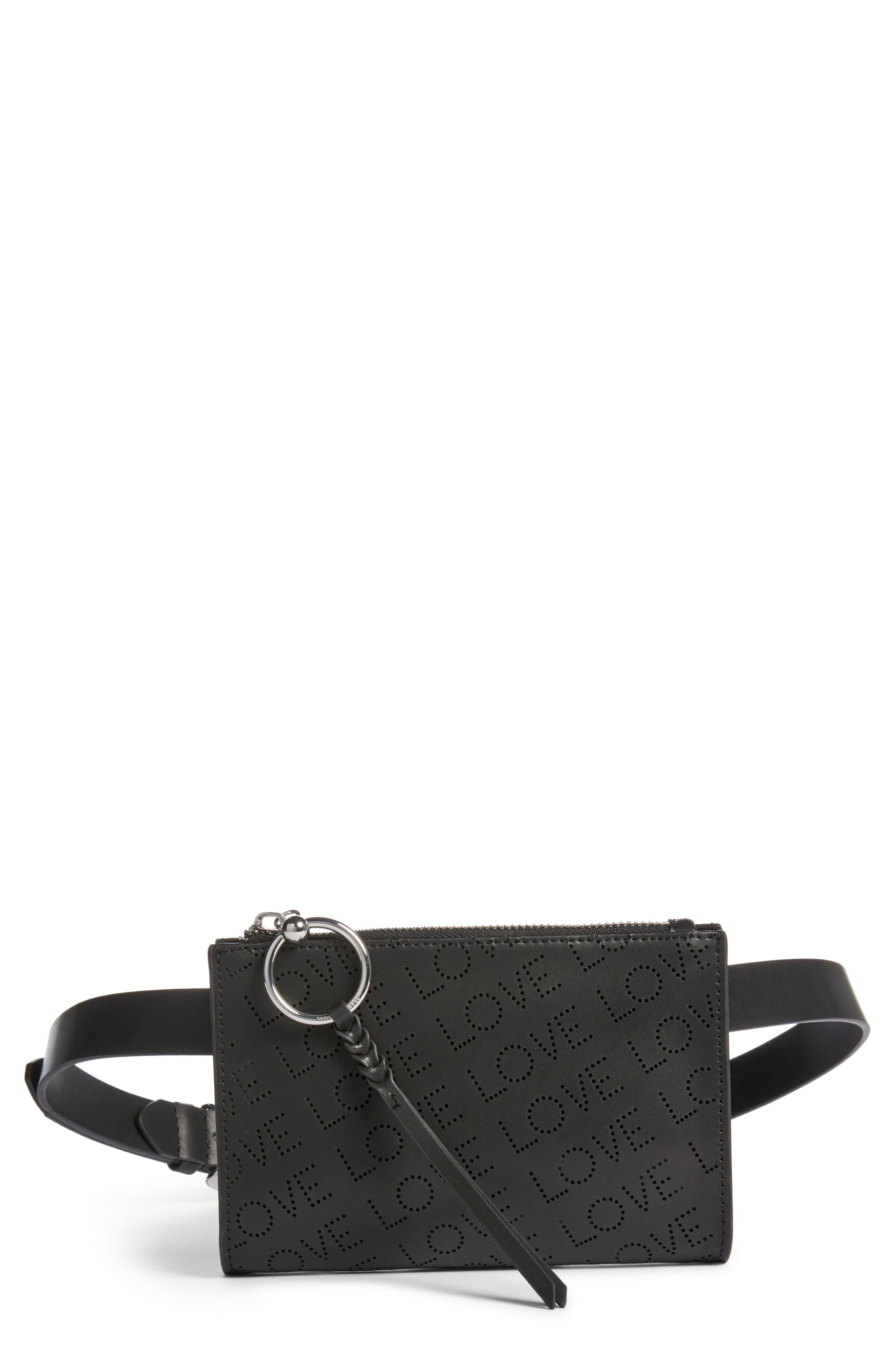 Rebecca Minkoff Love Perforated Leather Belt Bag in Black - Lyst
