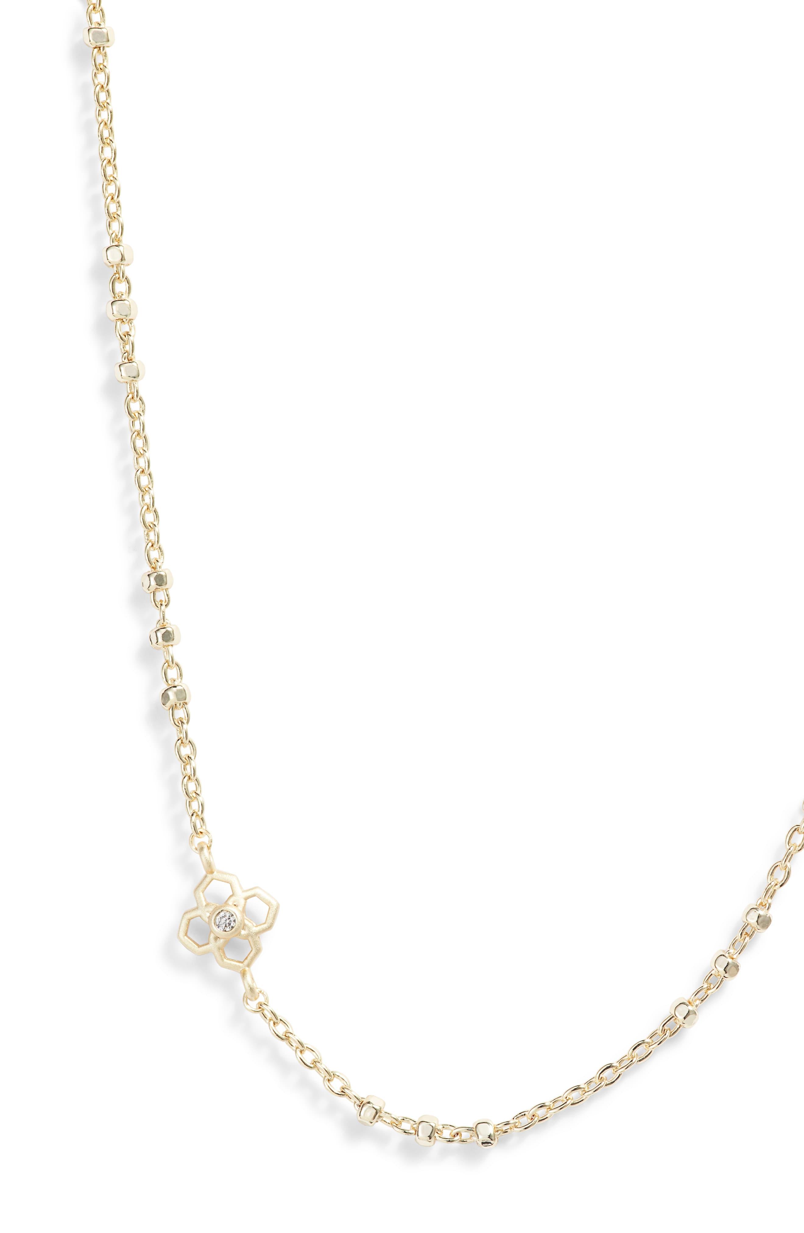 Kendra Scott Rue Long Station Necklace in Gold/ White cz (Metallic) Lyst