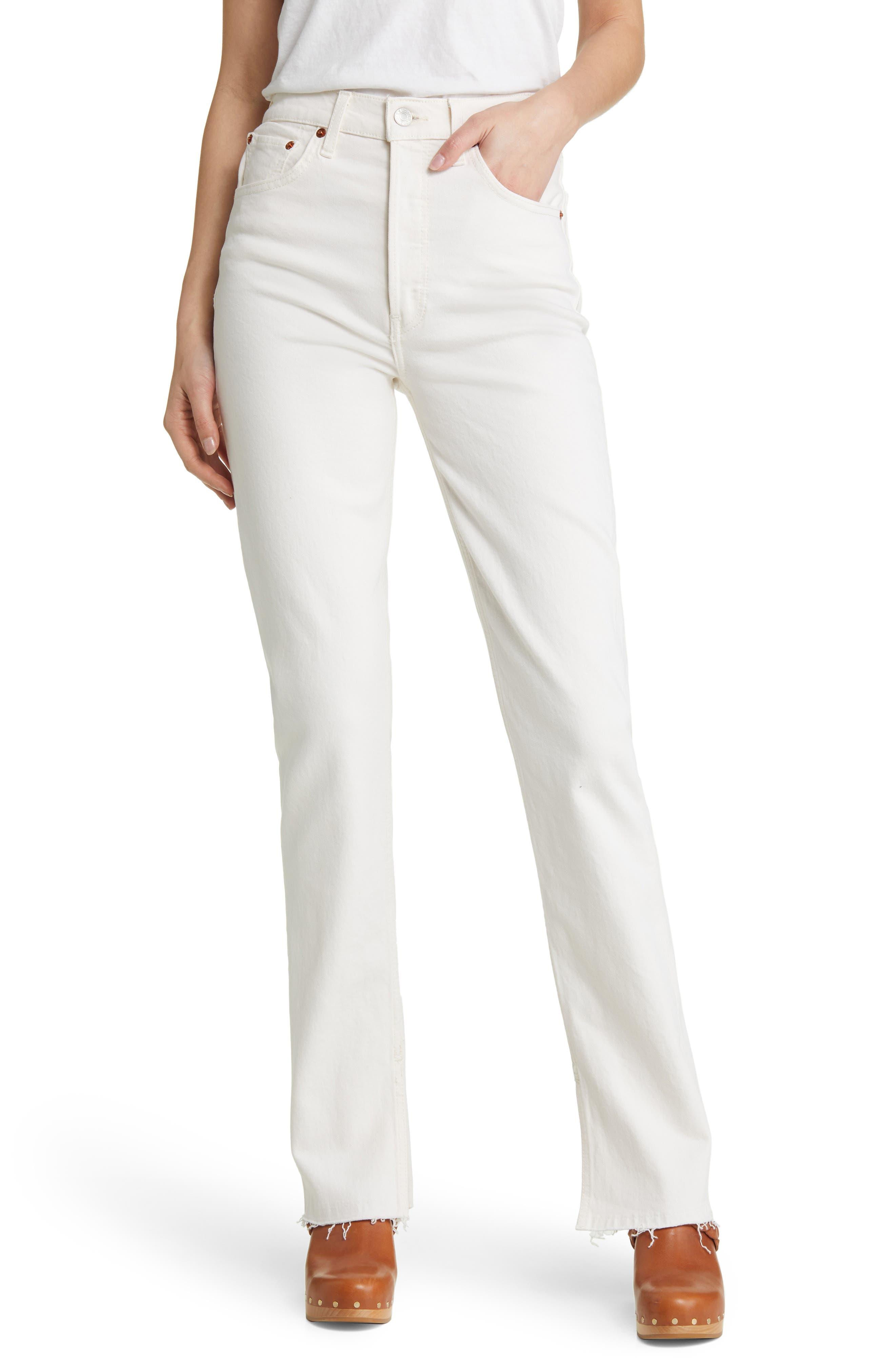 RE/DONE '70s High Waist Skinny Bootcut Jeans in White | Lyst