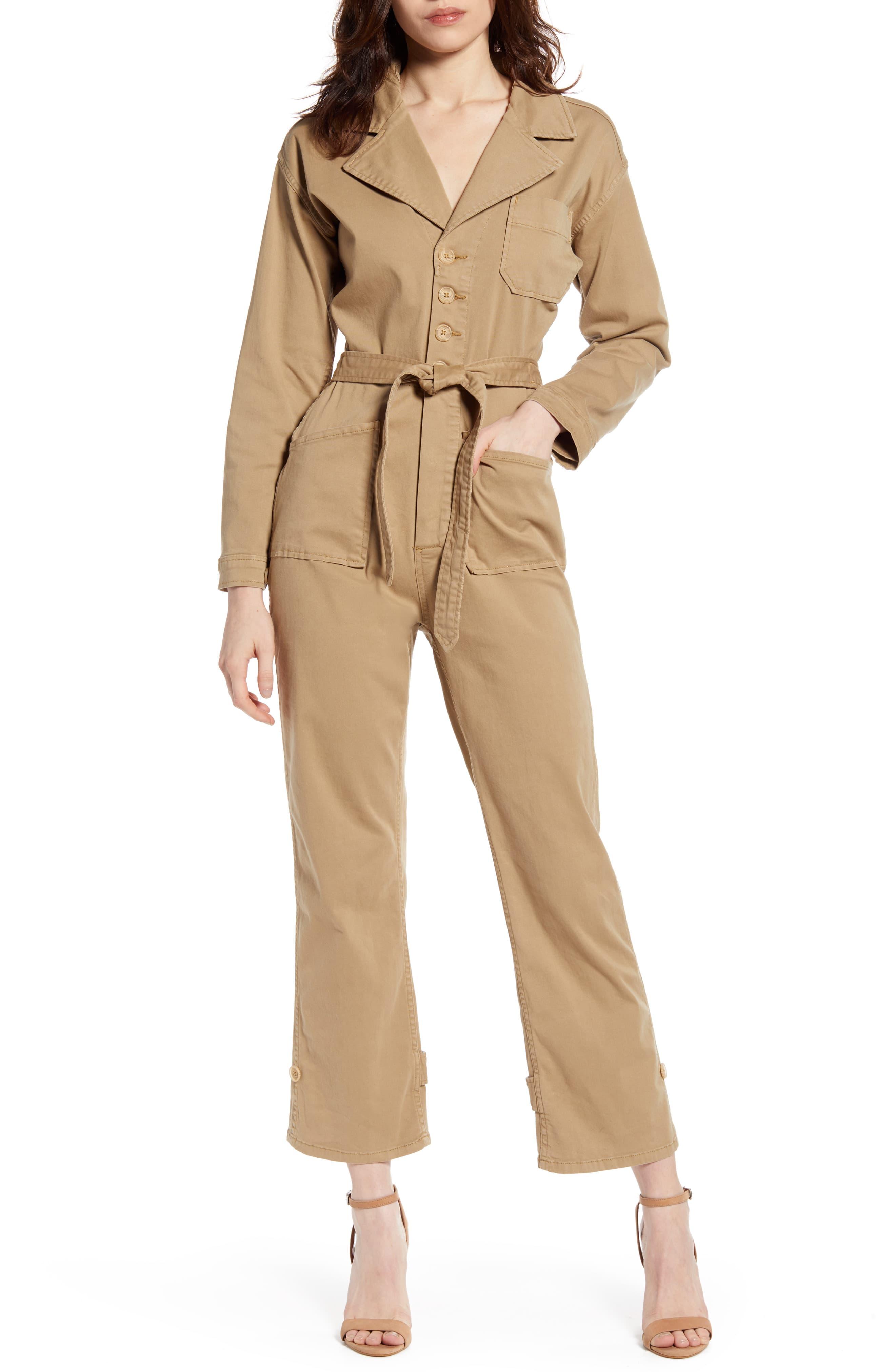 GOOD AMERICAN Cotton Khaki Jumpsuit in Natural - Lyst