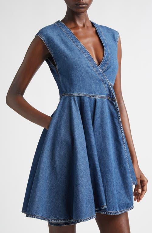 alaia belted denim midi wrap dress AlaA Belted Midi Wrap Dress - Denim