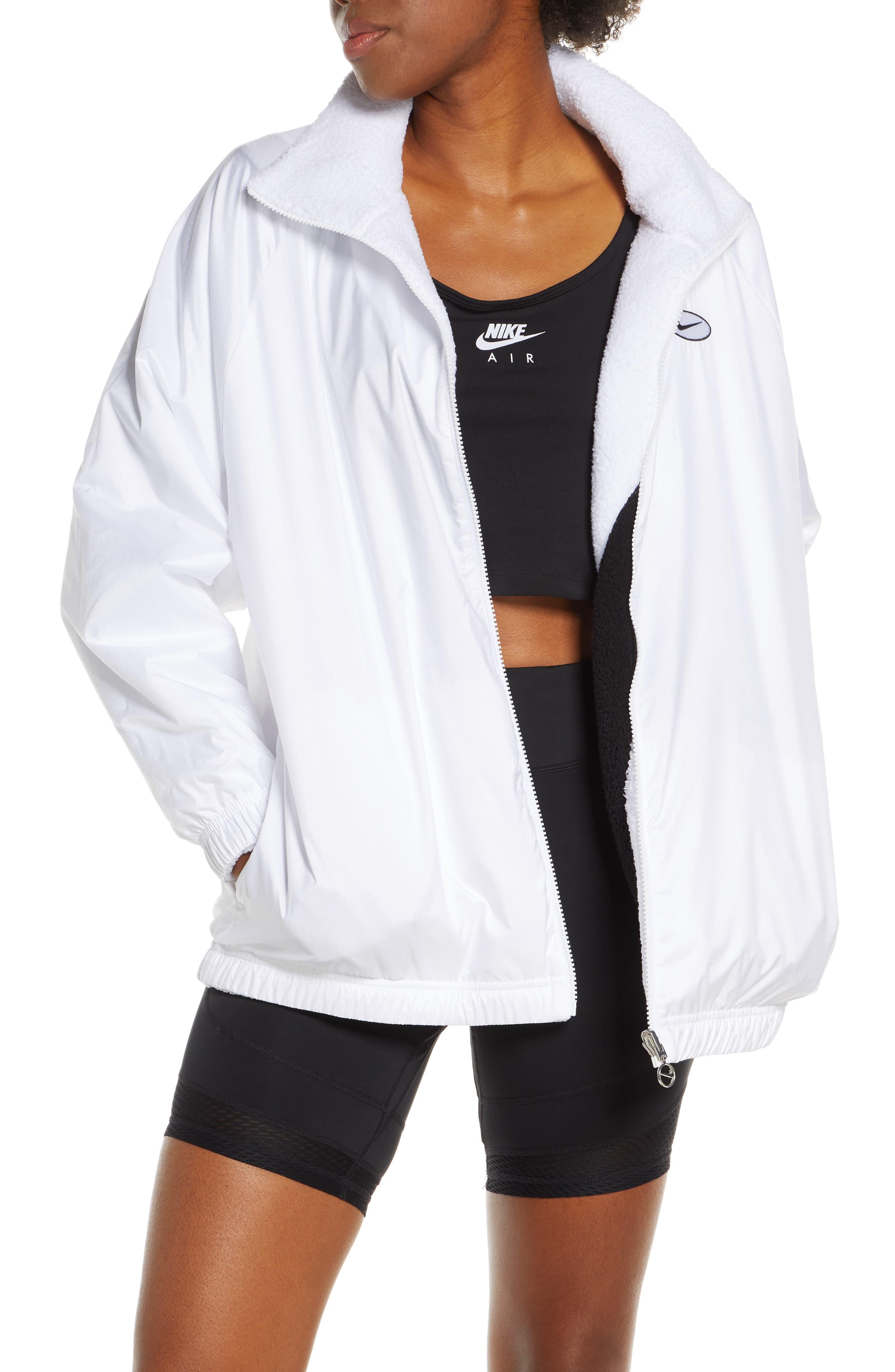 sportswear swoosh reversible faux shearling jacket