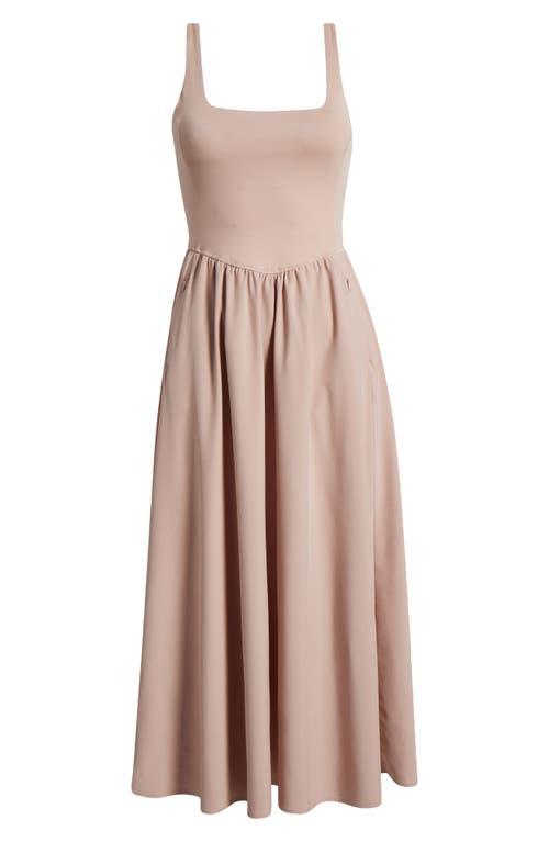 zella effortless square neck midi dress Zella Effortless Square Neck Midi Dress in Pink