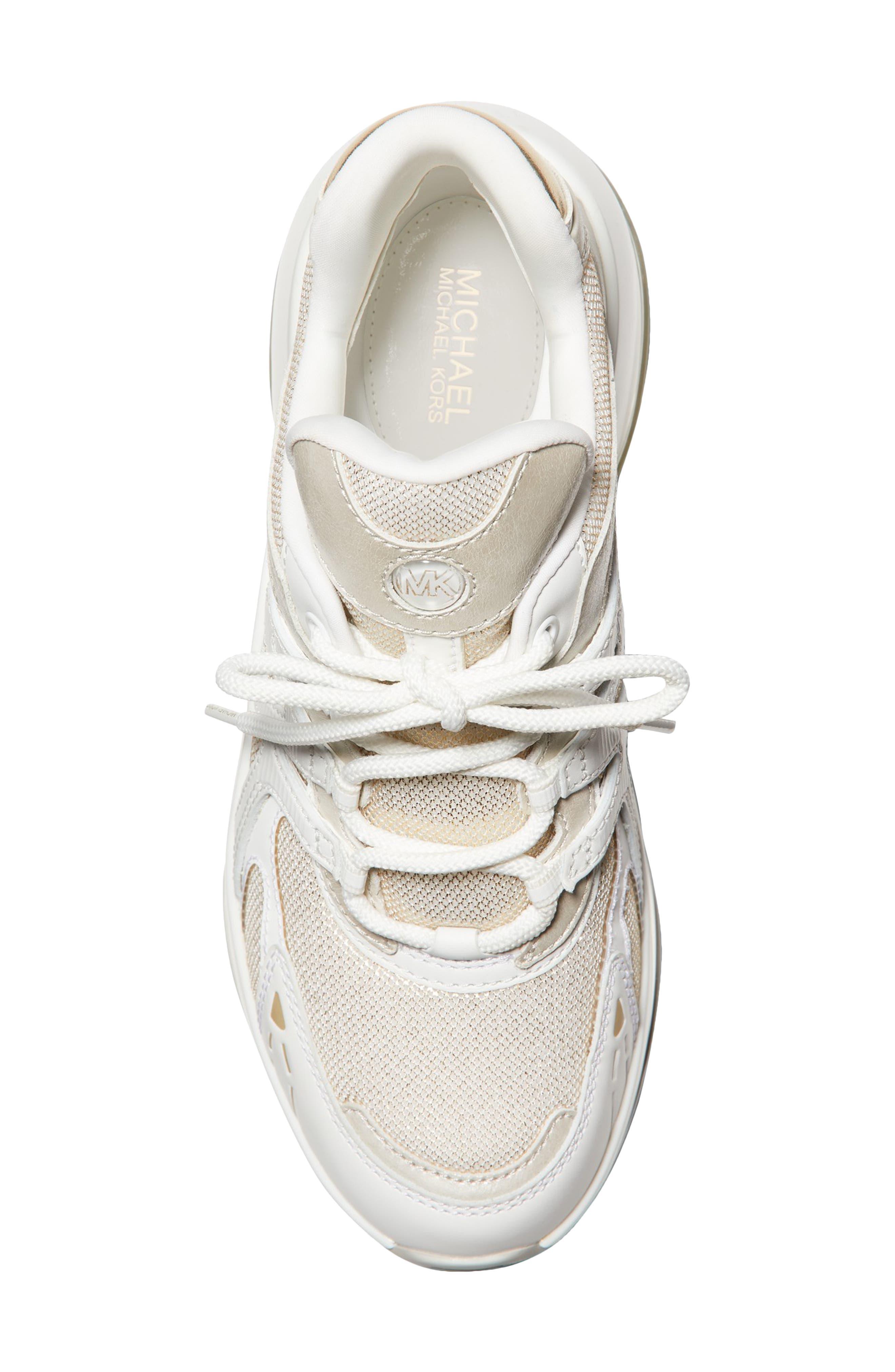 Michael Kors Olympia Sport Extreme Leather And Metallic Canvas Trainer in  White | Lyst