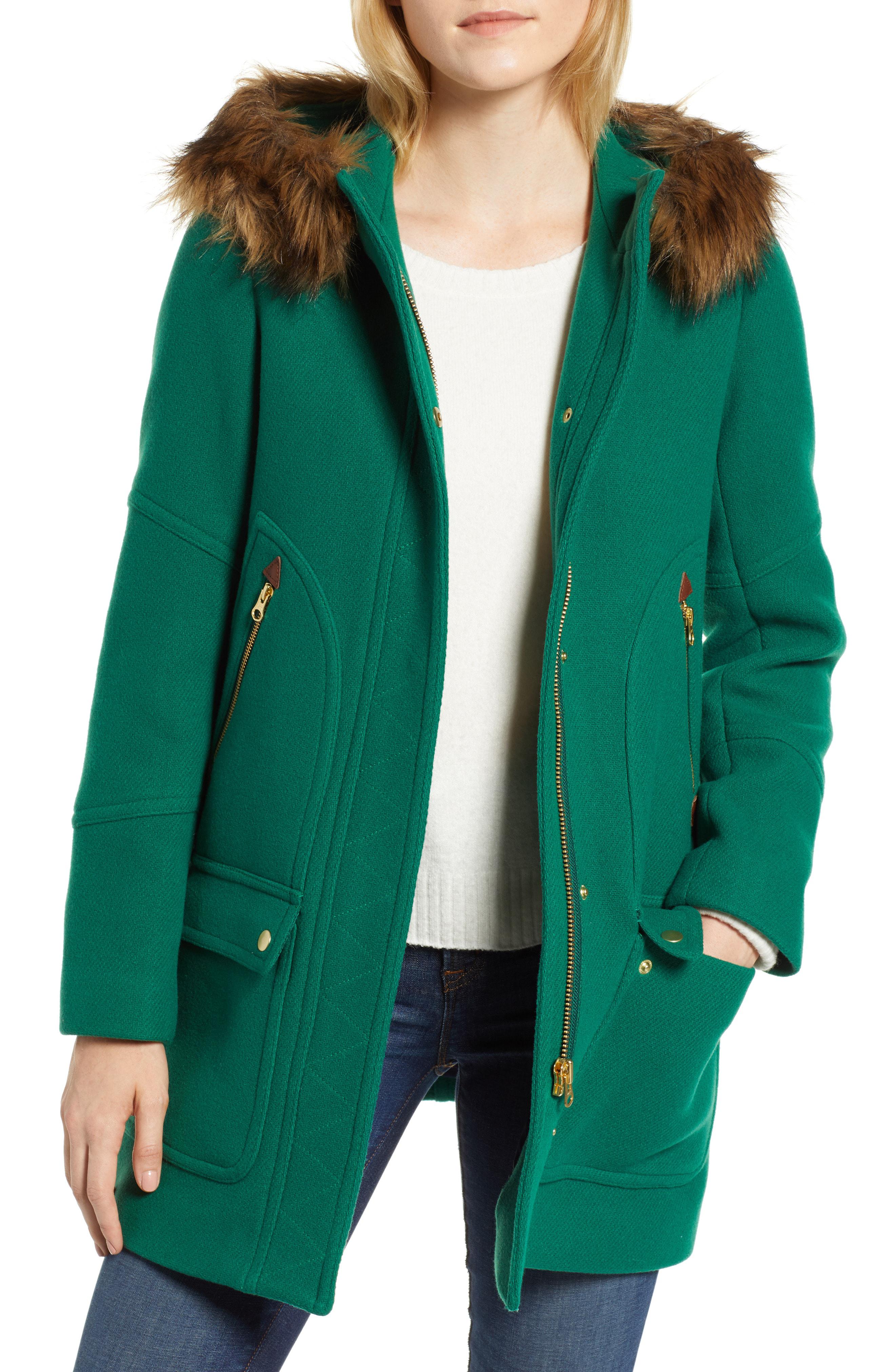 J Crew Wool Chateau Stadium Cloth Parka With Faux Fur Trim In Red Lyst J Crew Wool Chateau Stadium Cloth Parka With Faux Fur Trim In Red Lyst