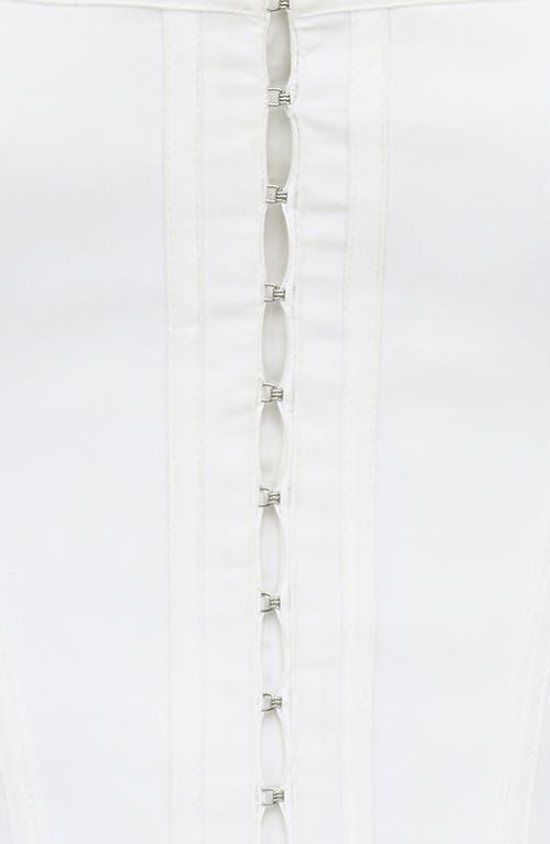House Of Cb Kikki Bow Crop Lace-Up Stretch Cotton Twill Corset Top