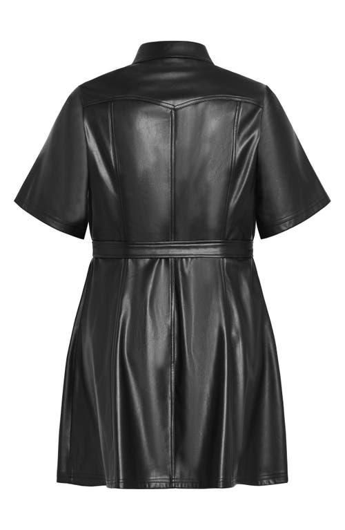 knee length dresses for ladies Pilar Vegan Leather Tie-Front Dress Black / Regular / XL main image 1