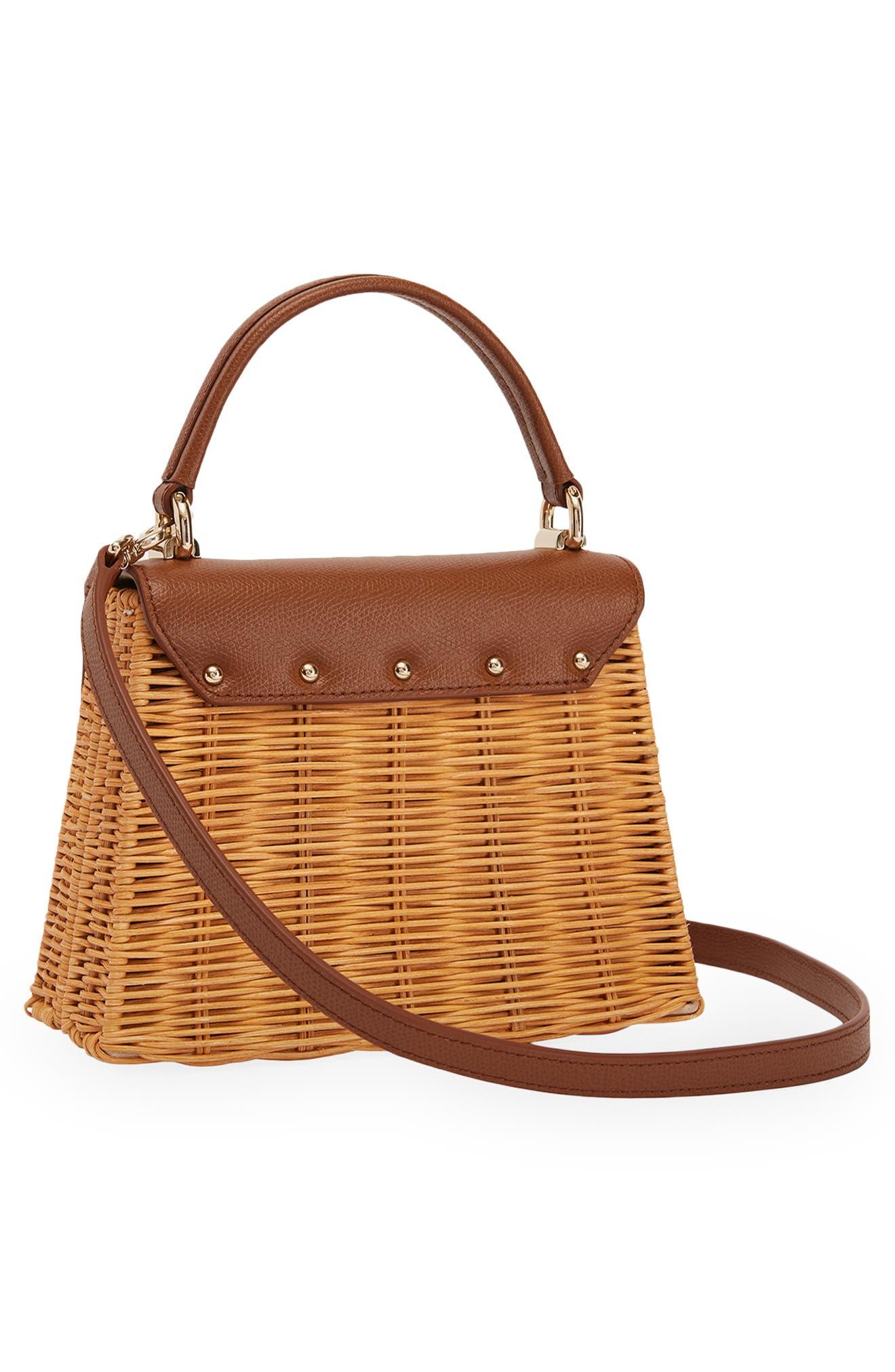 Furla Mini 1927 Rattan & Leather Top Handle Bag in Brown | Lyst