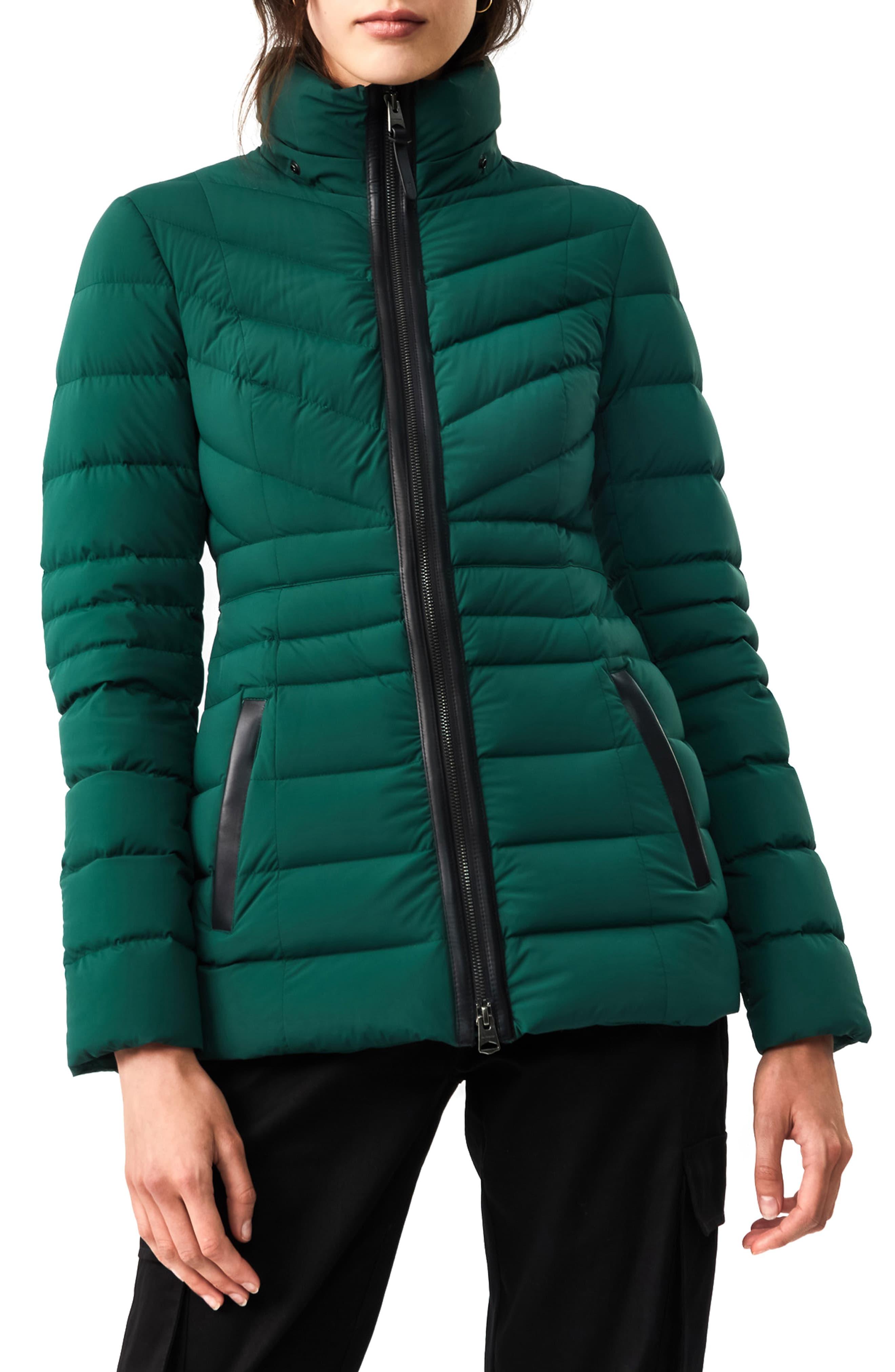 Mackage Leather Patsynf Stretch Water Repellent Down Coat in Green Lyst
