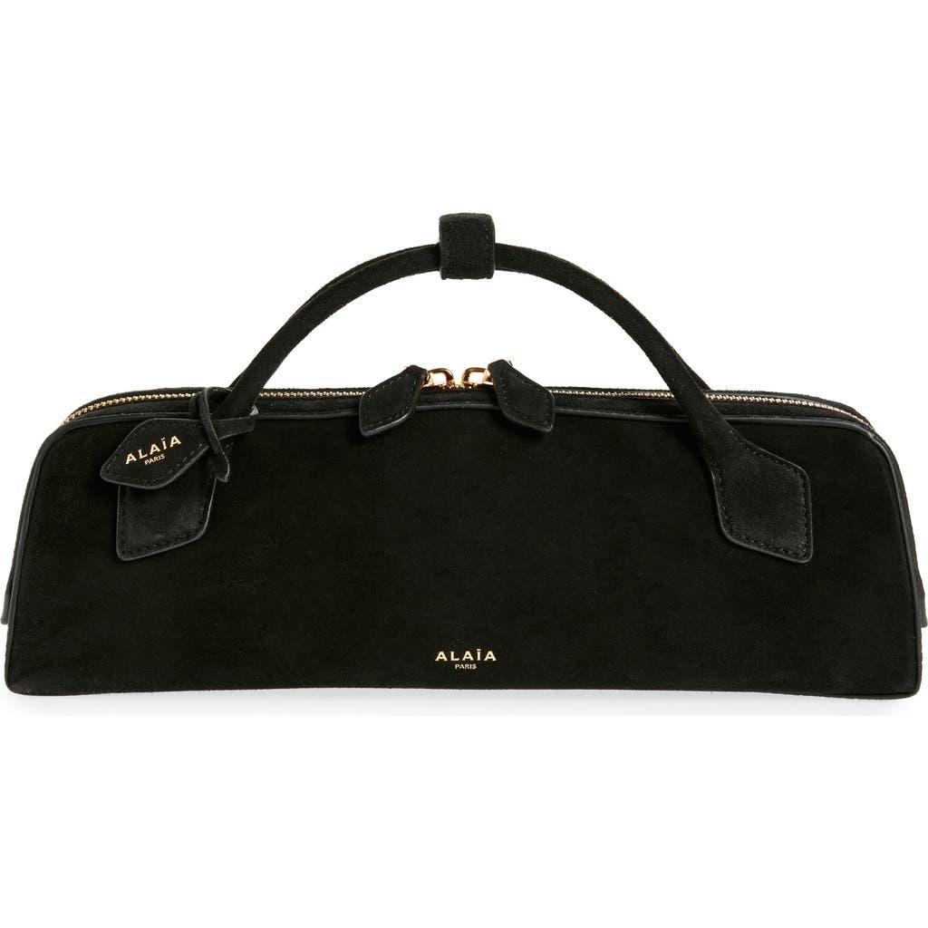Alaïa Le Teckel Suede East/West Clutch in Black | Lyst