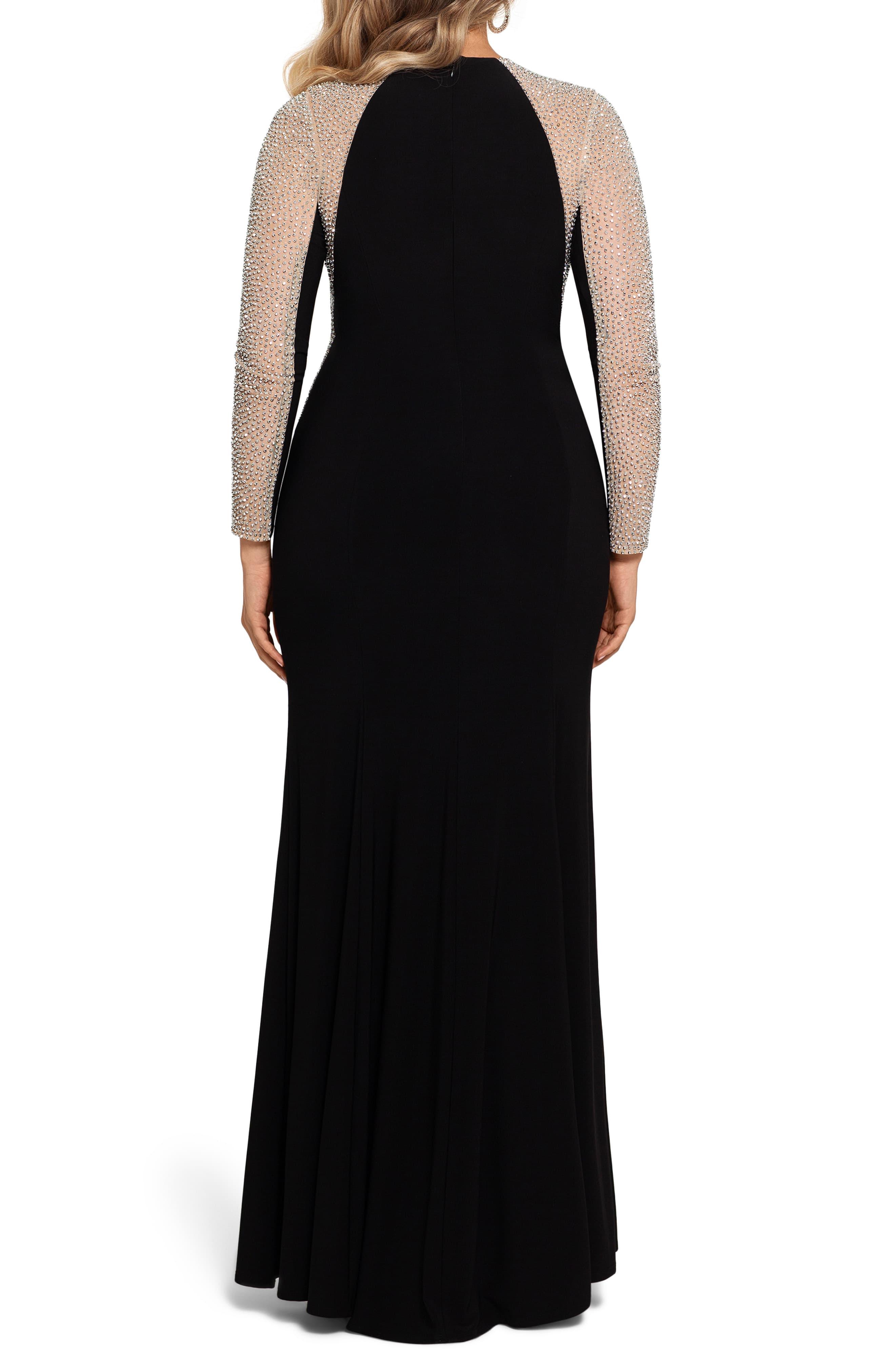 xscape long sleeve beaded dress