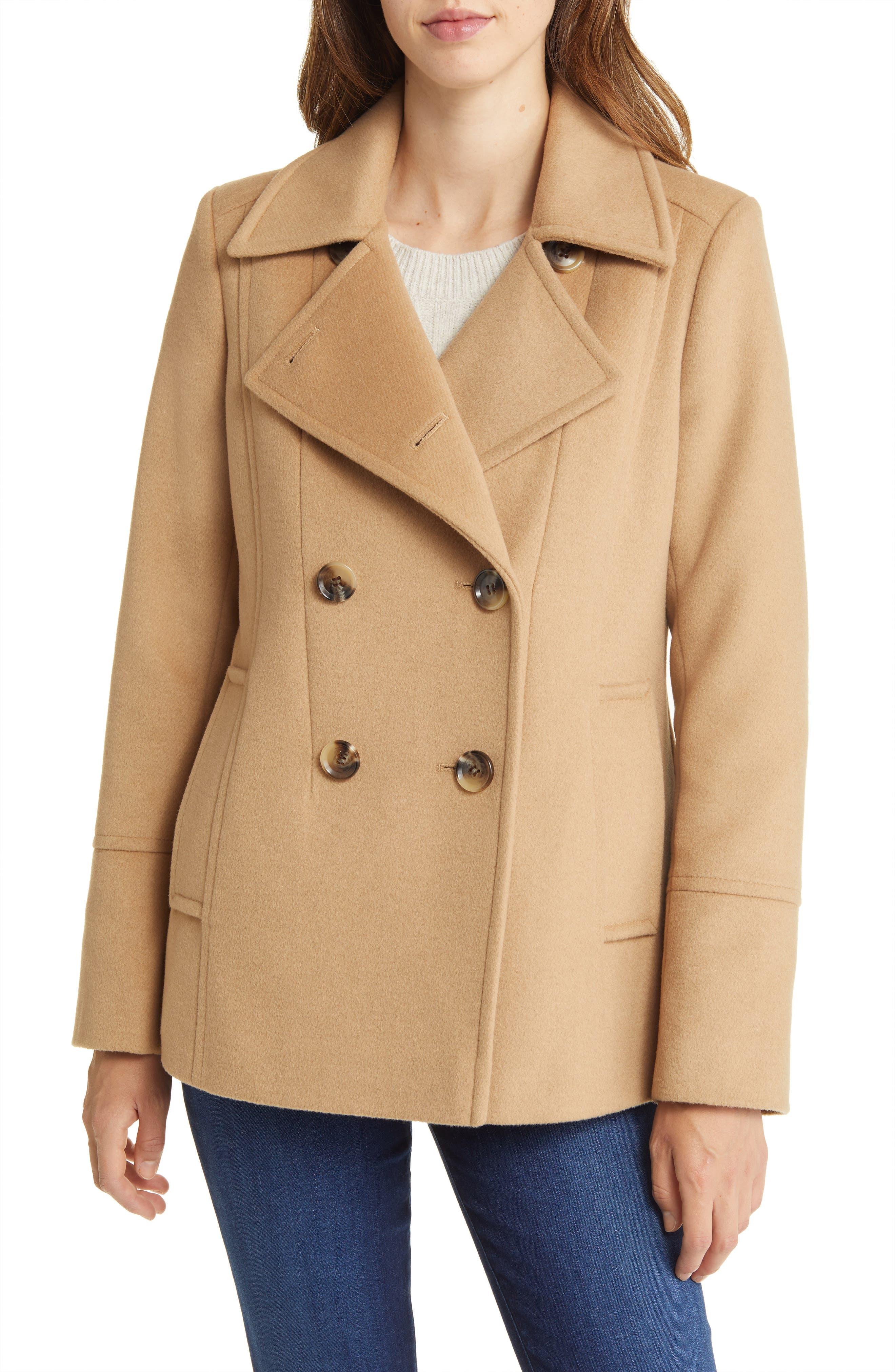 Ti konstruktion slot Sam Edelman Double Breasted Wool Blend Peacoat in Natural | Lyst
