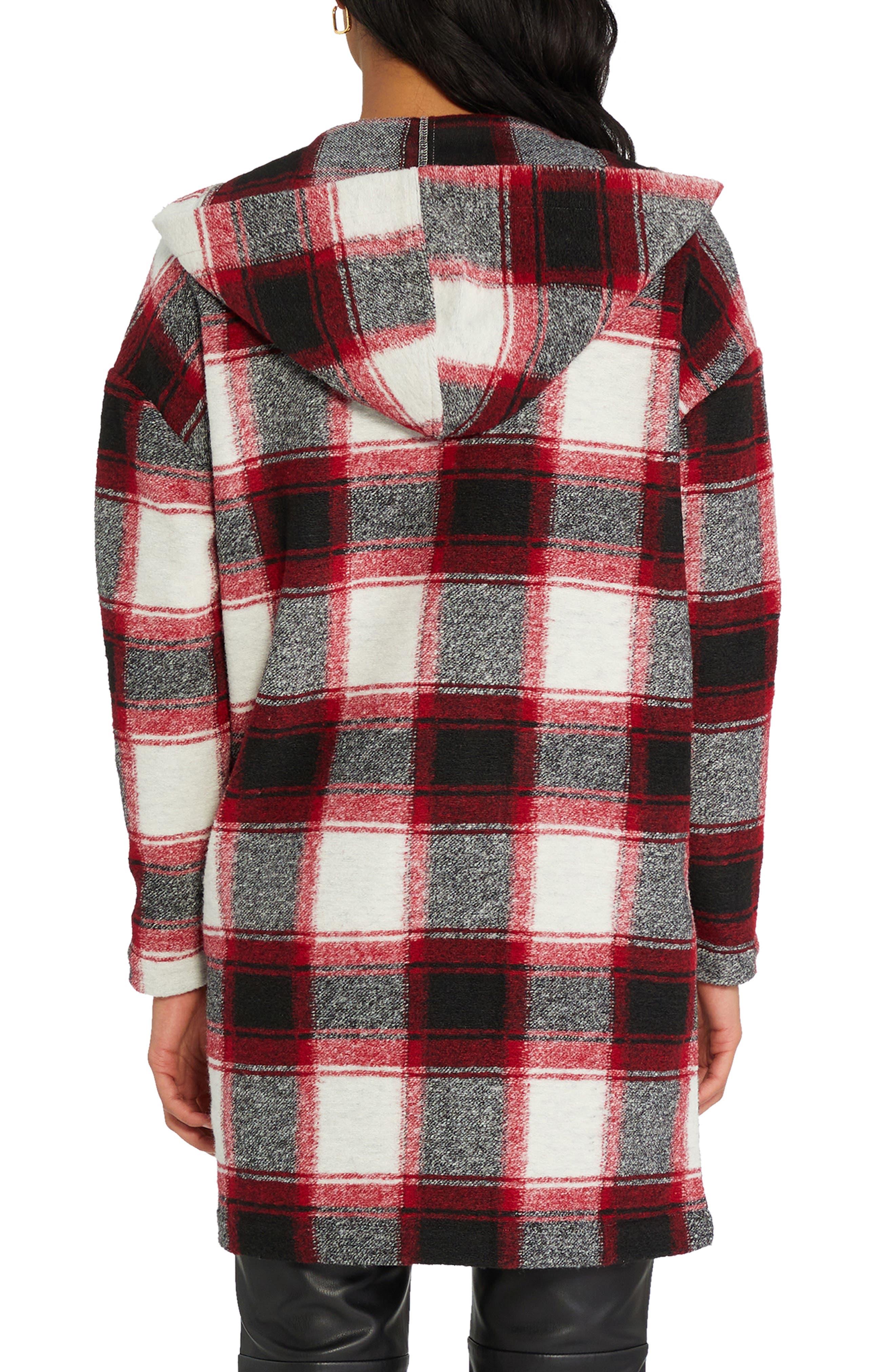 Sanctuary Plaid Hooded Blanket Coat in Red | Lyst