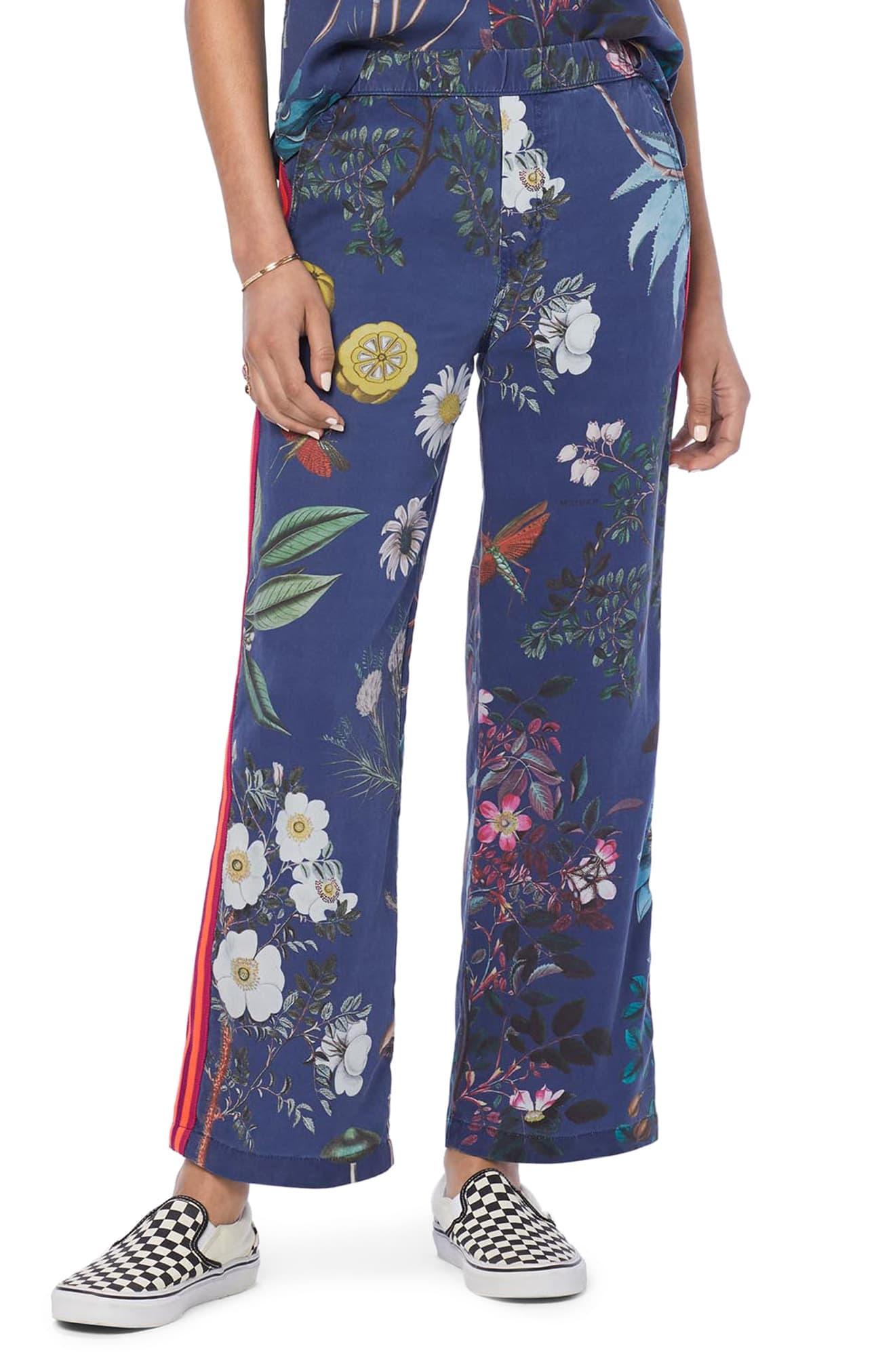 Mother The Quickie Greaser Floral Side Stripe Pants in Blue - Lyst