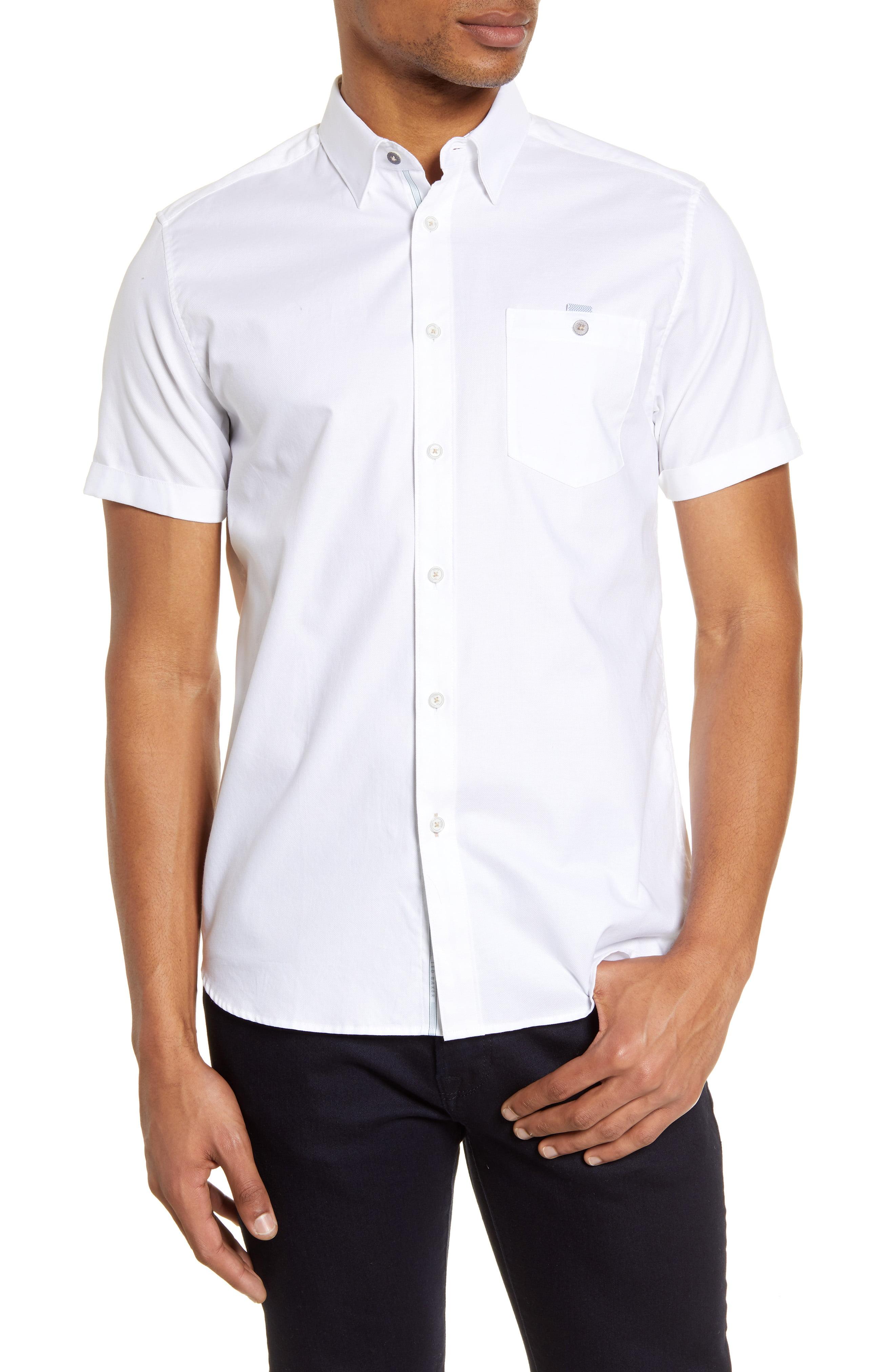 Ted Baker Cotton Yesso Short Sleeve Button-up Shirt in White for Men - Lyst