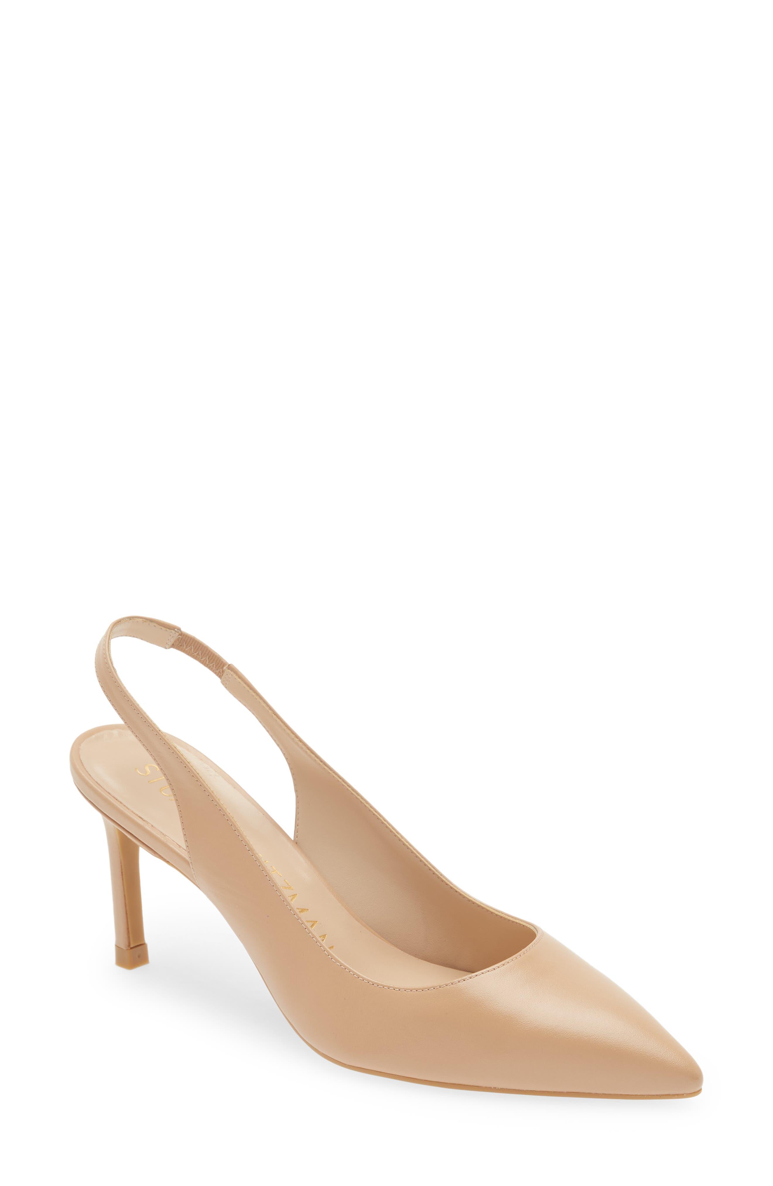 Stuart Weitzman Linsi Pointed Toe Slingback Pump in Natural | Lyst