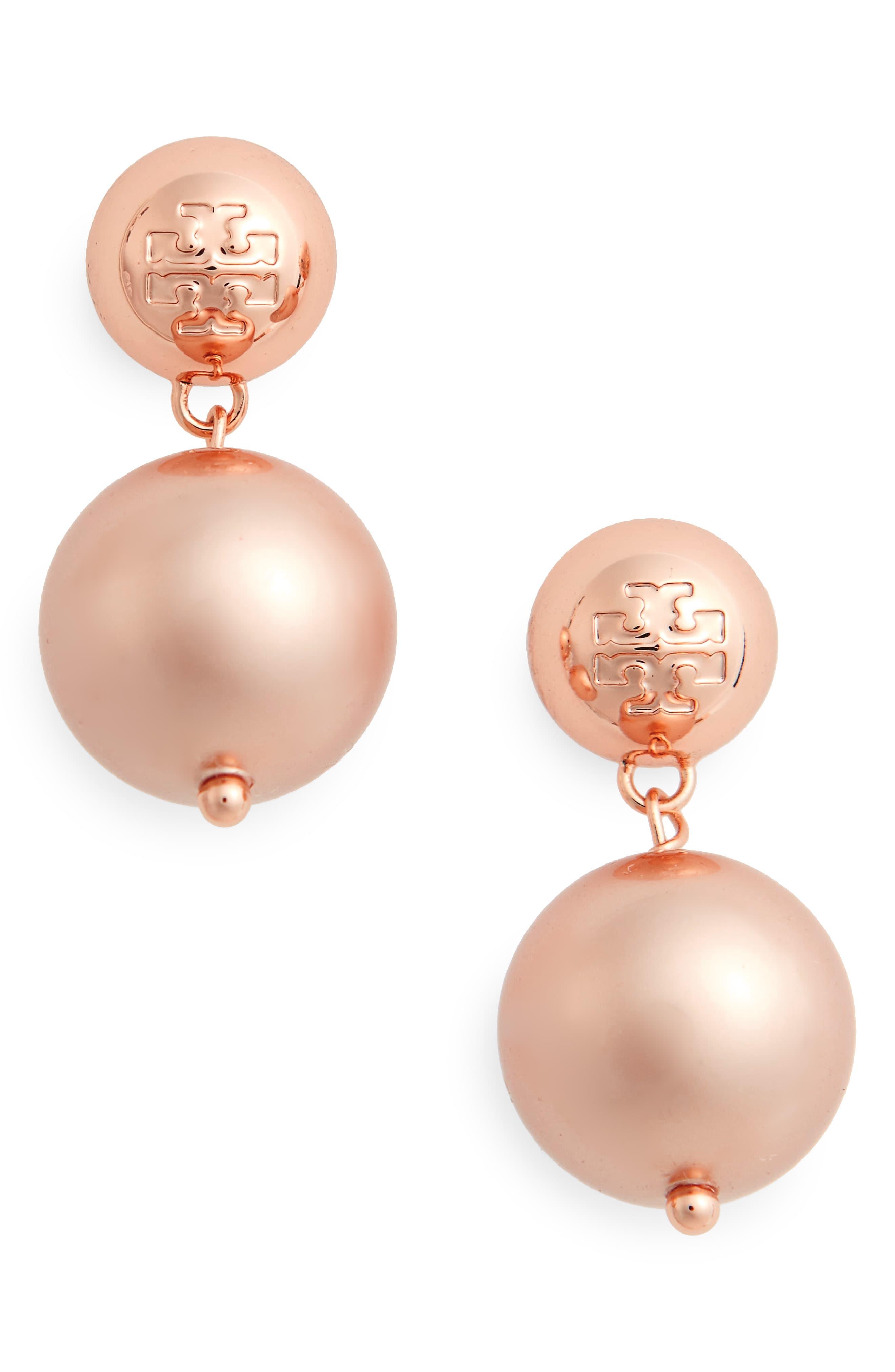 Tory Burch Crystal Pearl Drop Earring in Gold (White) - Lyst