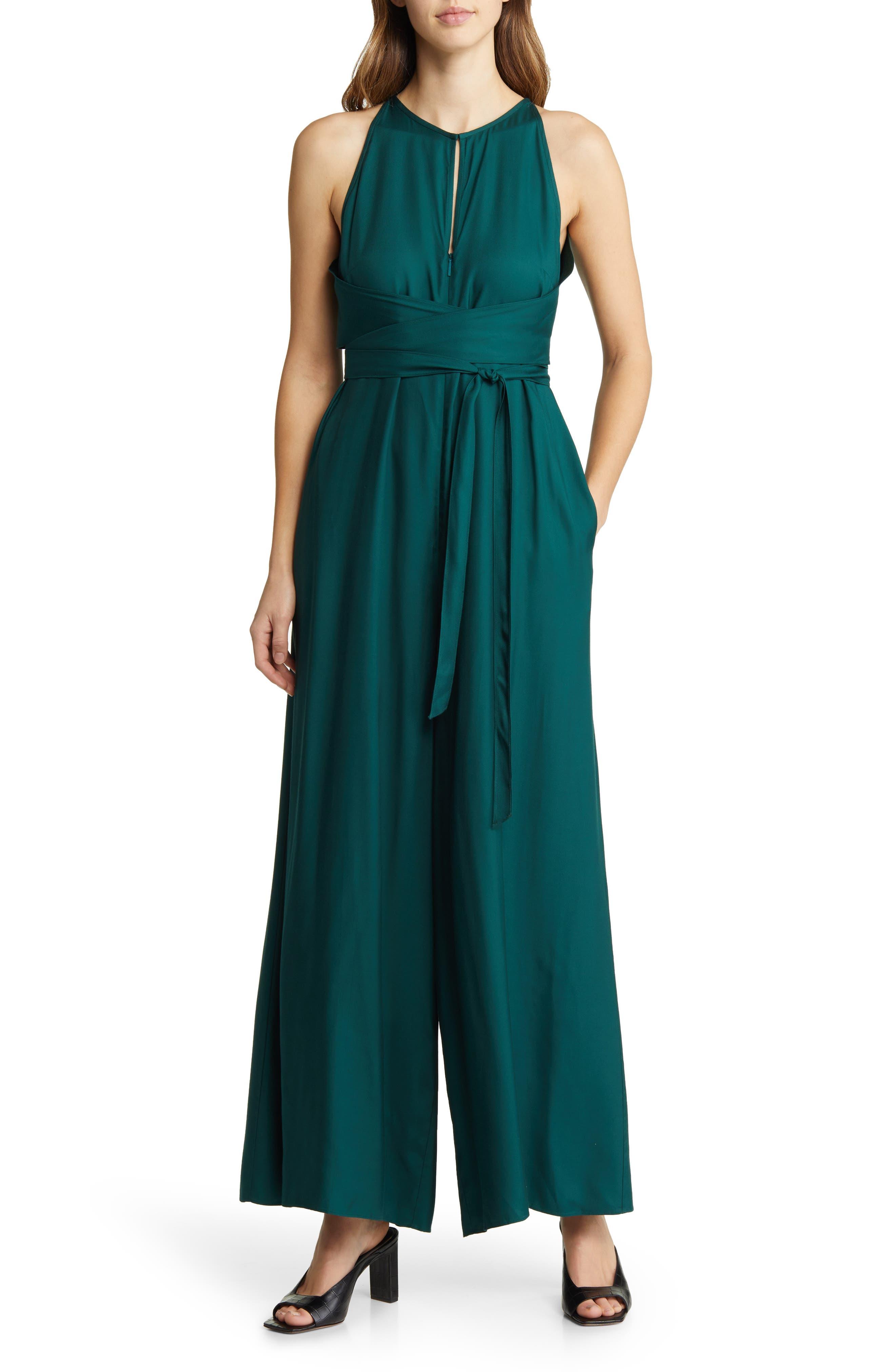 Ted Baker Meriahh Halter Neck Wide Leg Jumpsuit in Green Lyst