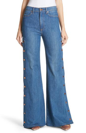 alice and olivia side snap jeans