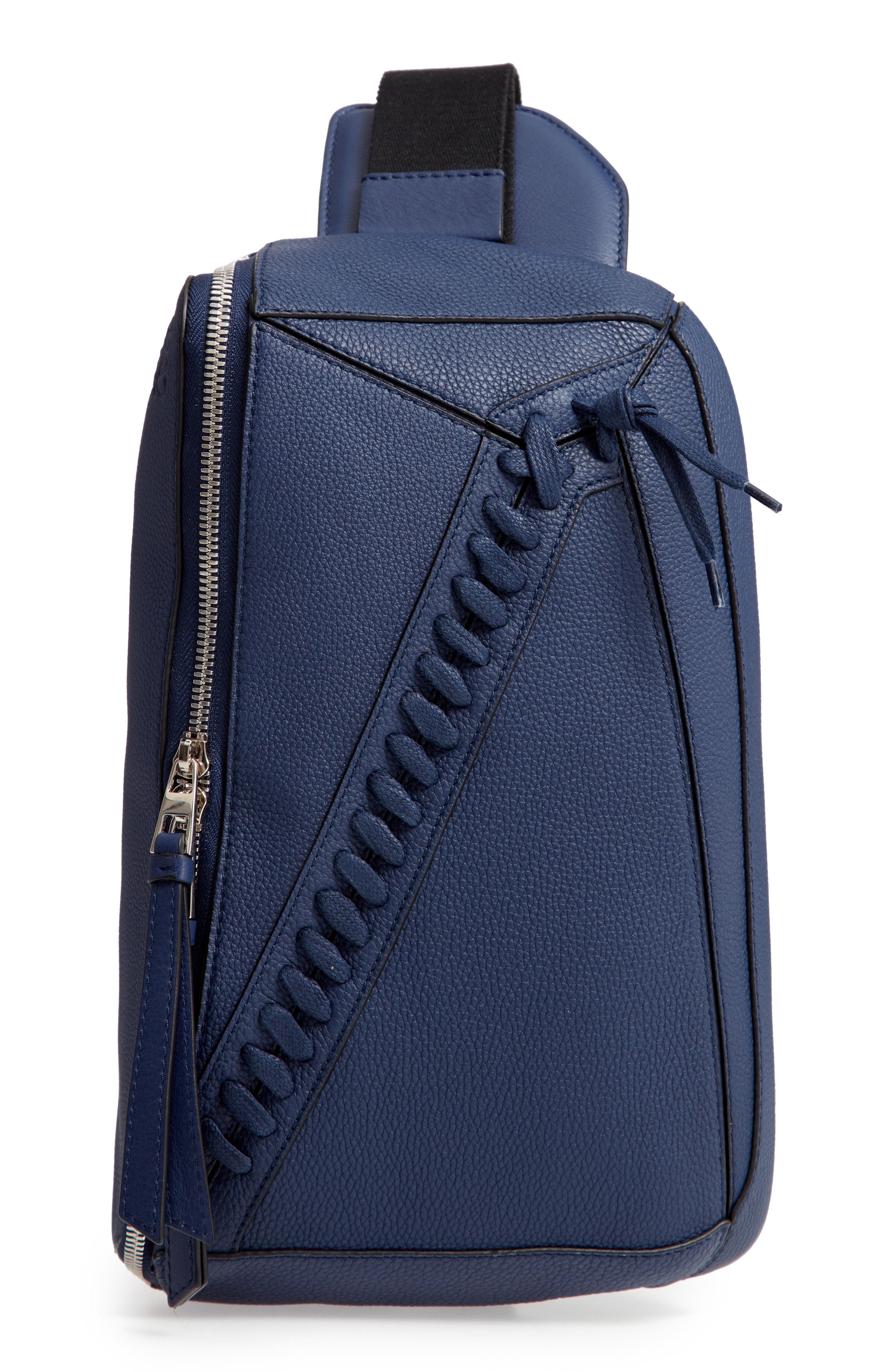 Loewe Leather Puzzle Sling Bag in Blue 