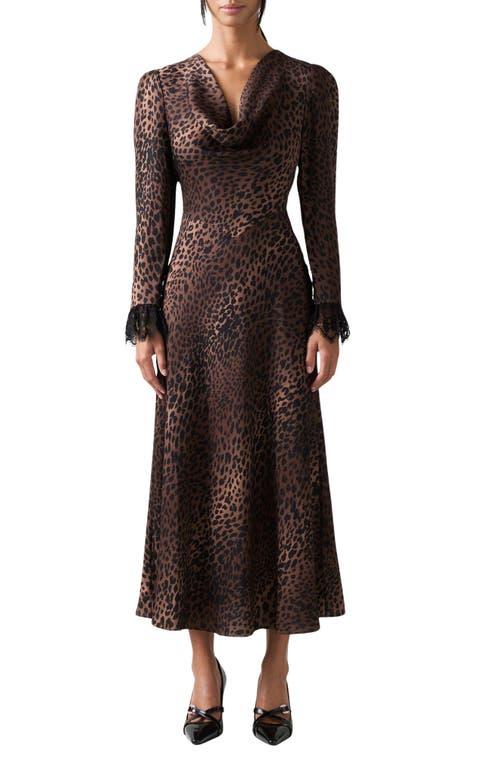 LK Bennett Geena Lace Cuff A-Line Dress in Brown | Lyst