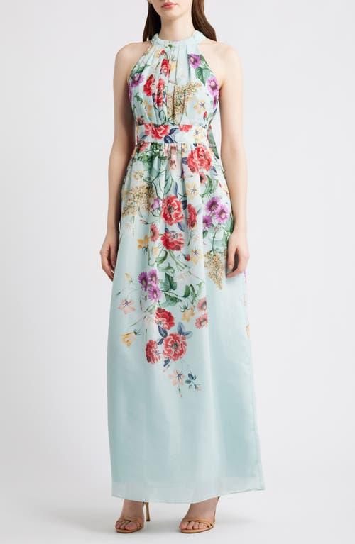 satin effect halter dress Esmerelda Satin Double Knotted Halter Neck Floor Length Dress main image 1