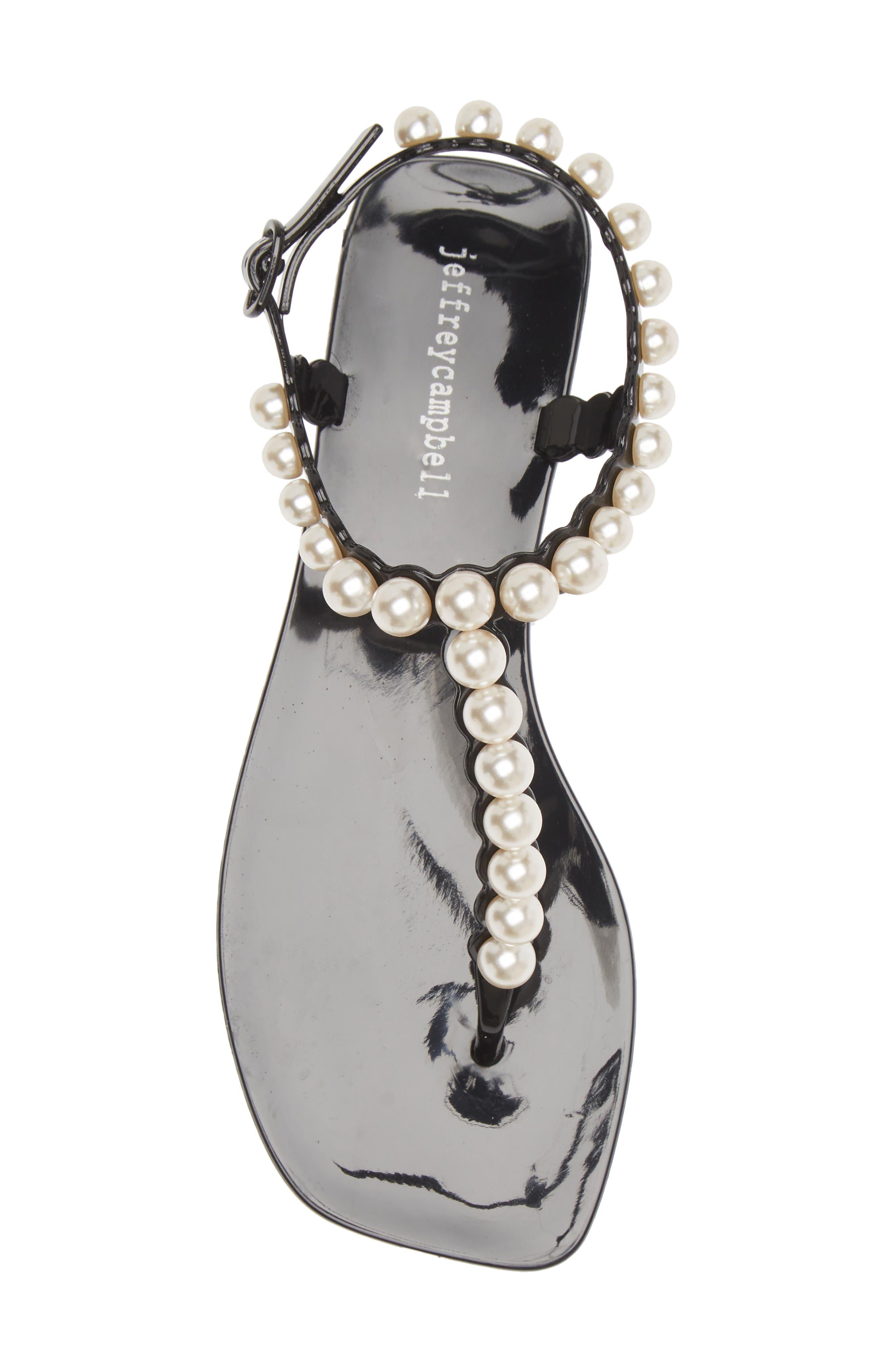 fingeraftryk hulkende Sommerhus Jeffrey Campbell Pearlesque Imitation Pearl Ankle Strap Sandal | Lyst