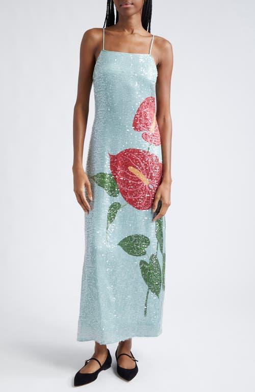 FARM Rio Anthurium Sequin Shift Dress in Blue | Lyst