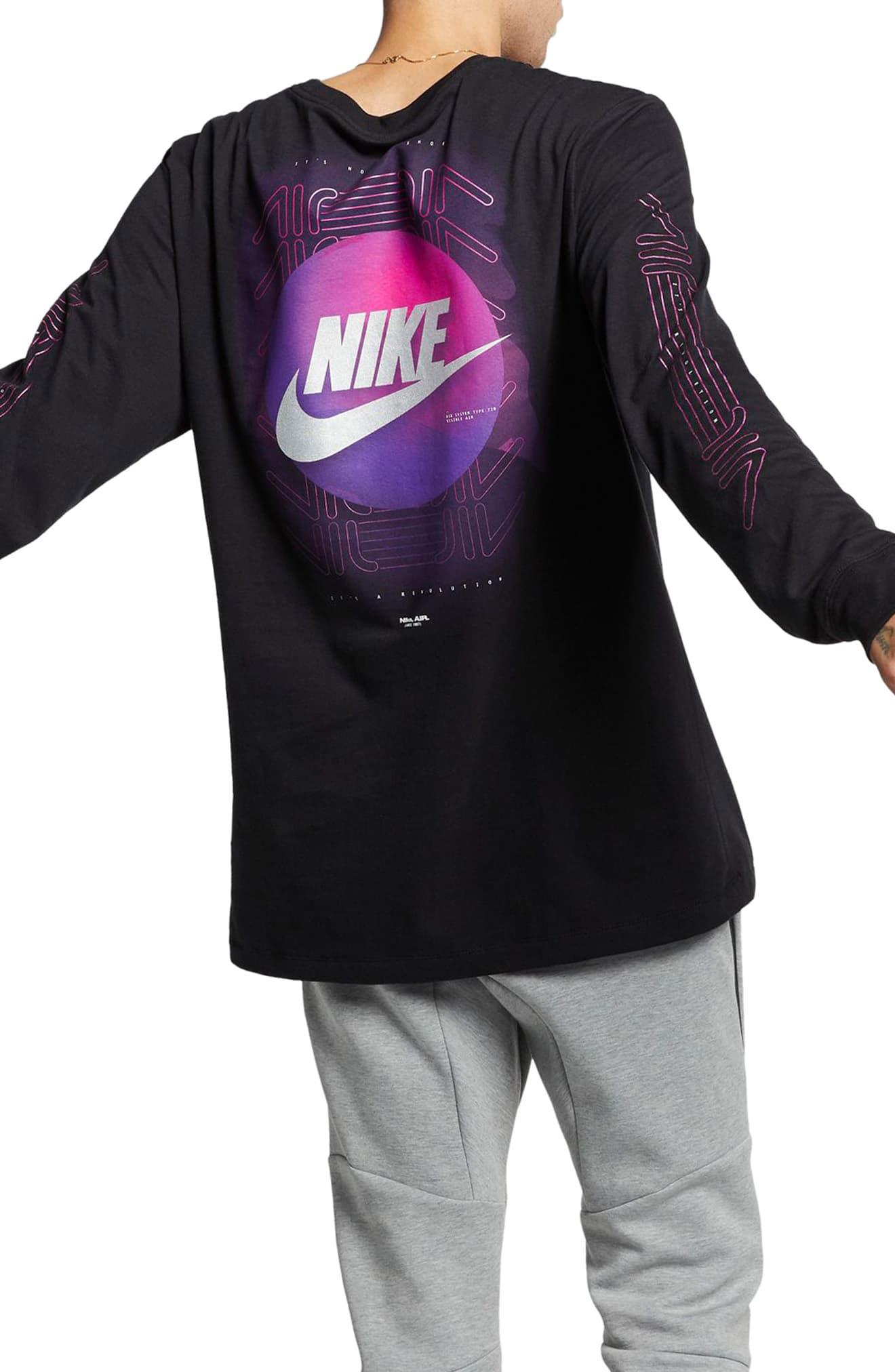 black and purple nike shirt