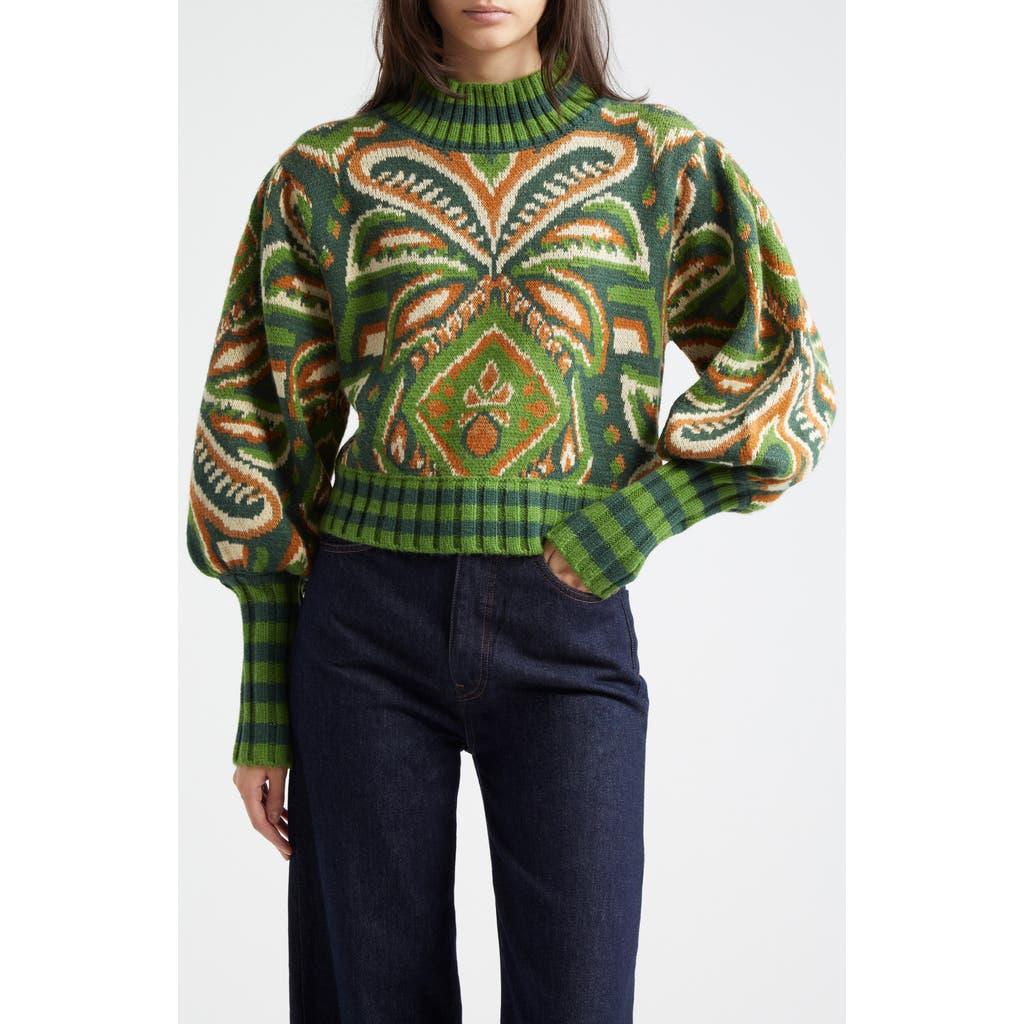 FARM Rio Pineapple Ikat Jacquard Sweater in Green Lyst