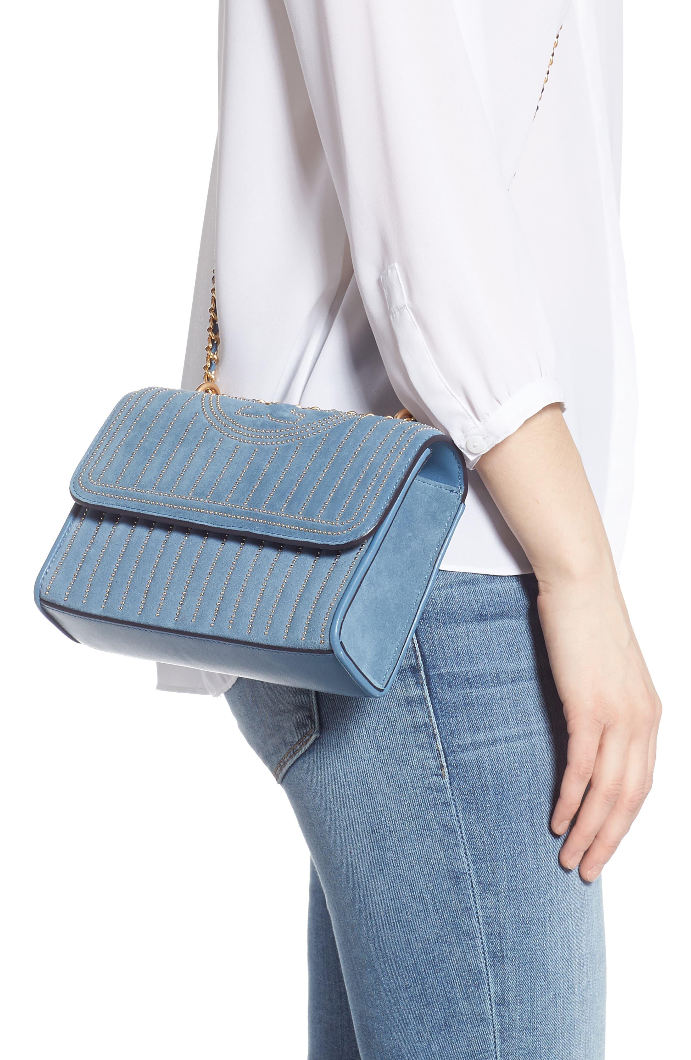 tory burch blue suede bag