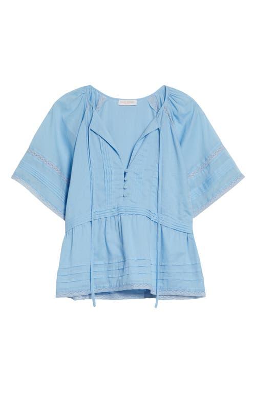 Ramy Brook Sherry Pintuck & Lace Detail Cotton Top in Blue | Lyst