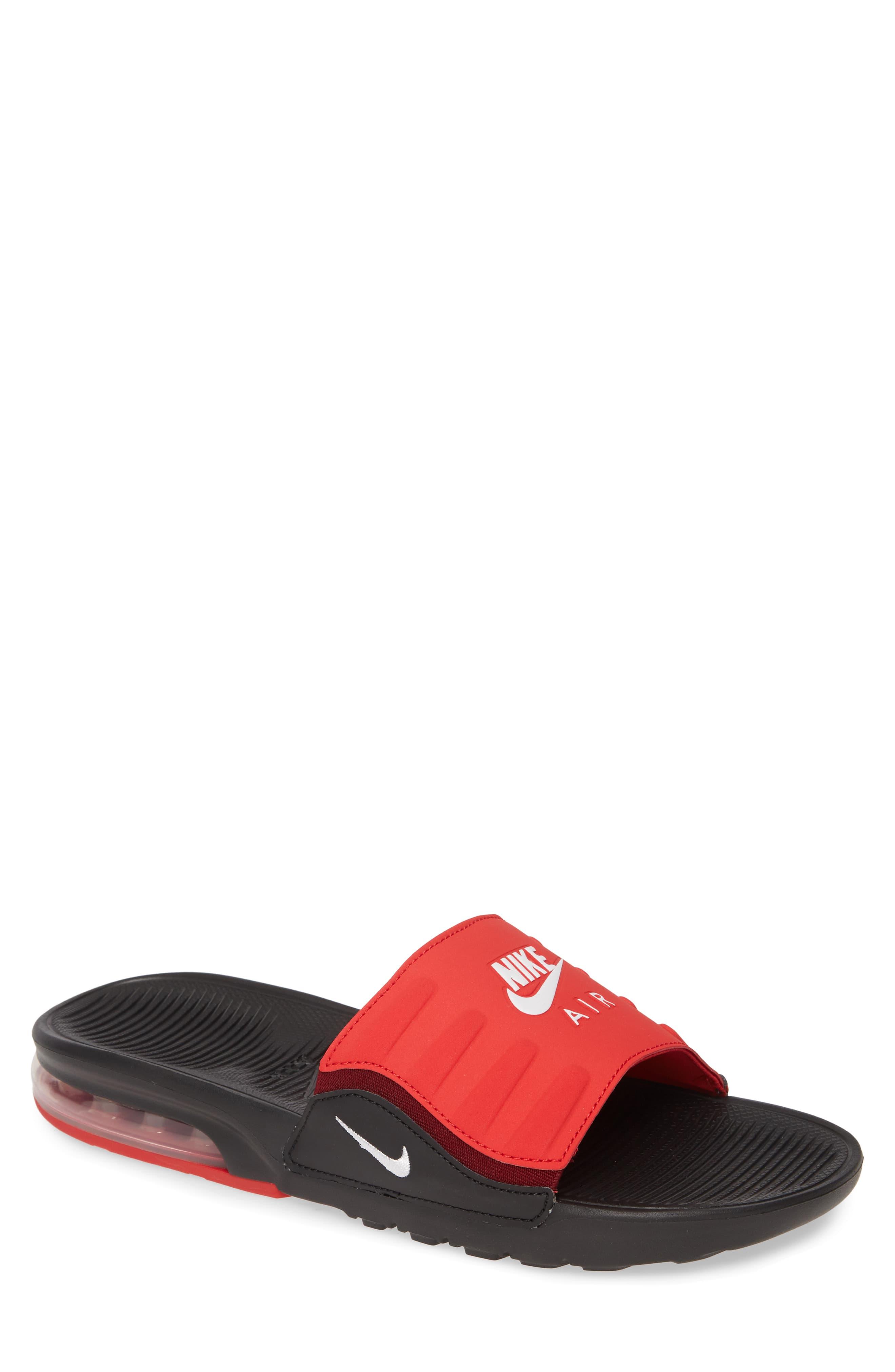 all red nike slides