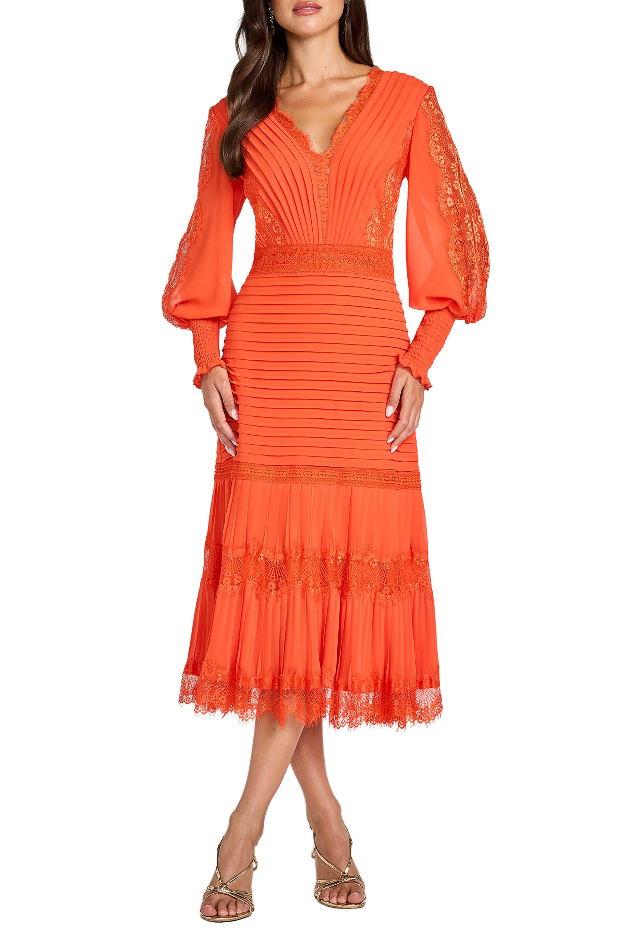 evening gown cocktail dress Realtix Satin Spaghetti Strap Backless Midi Wedding Guest Size:18 / xl-2xl shoulder silhouette fancy baby dresses Long Sleeve Applique Floral