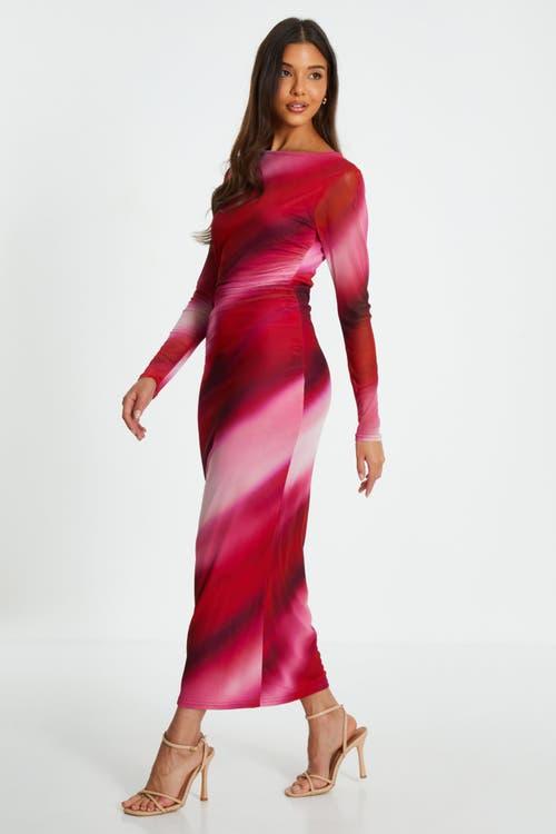 Quiz Ombre Stripe Mesh Midaxi Dress in Red Lyst