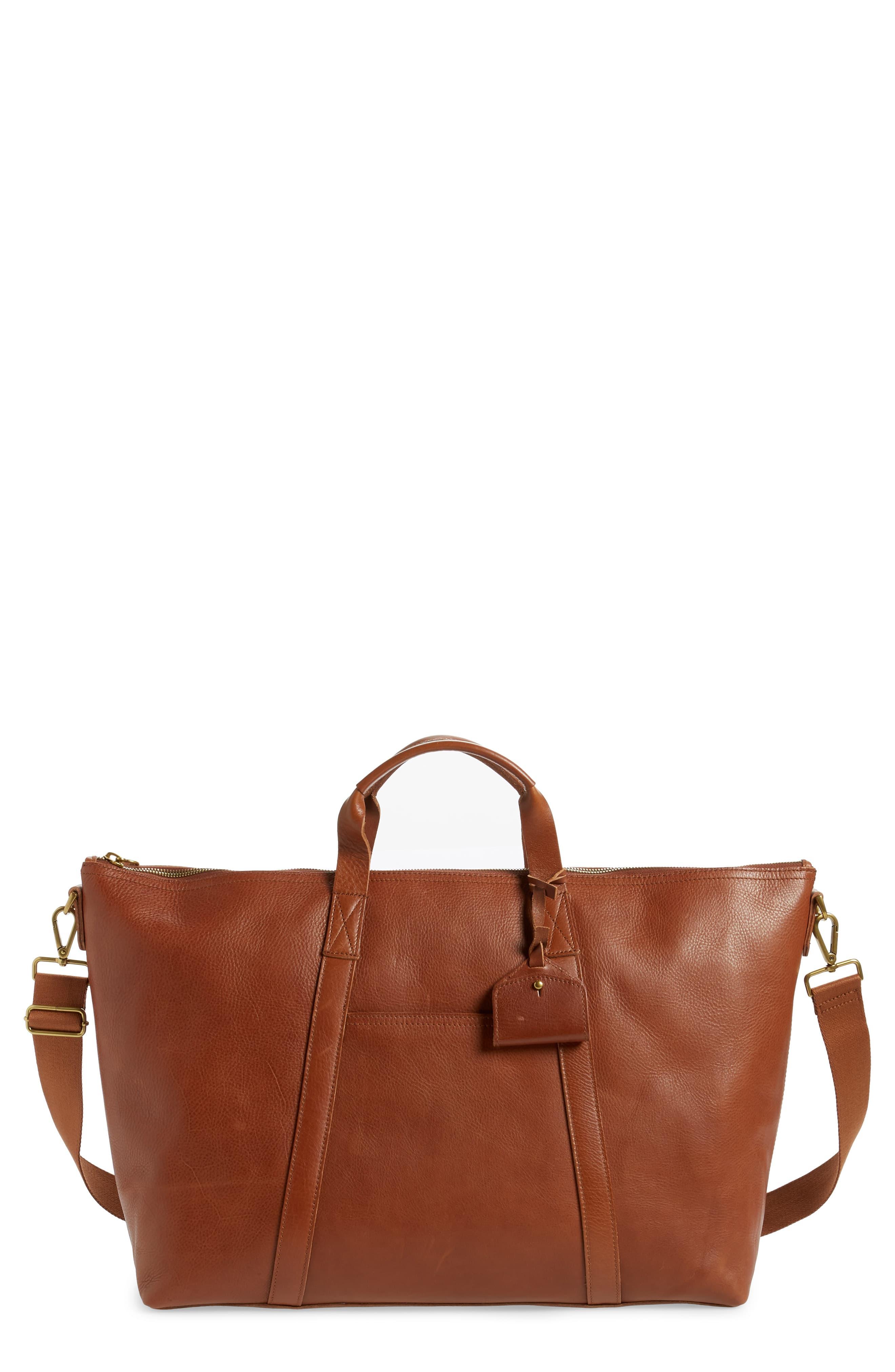 the essential overnight bag in leather madewell