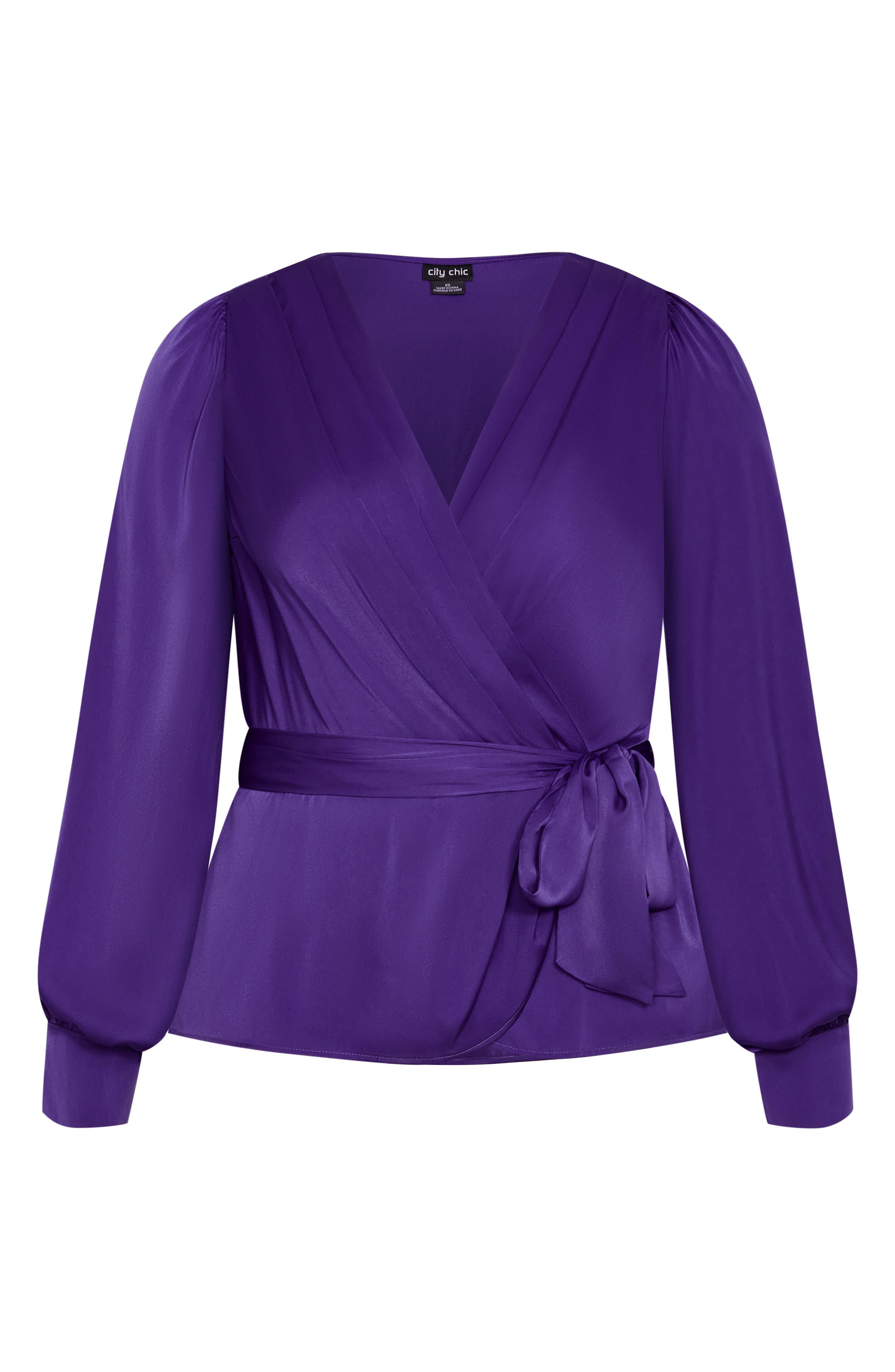 City Chic Opulent Faux Wrap Top in Purple | Lyst