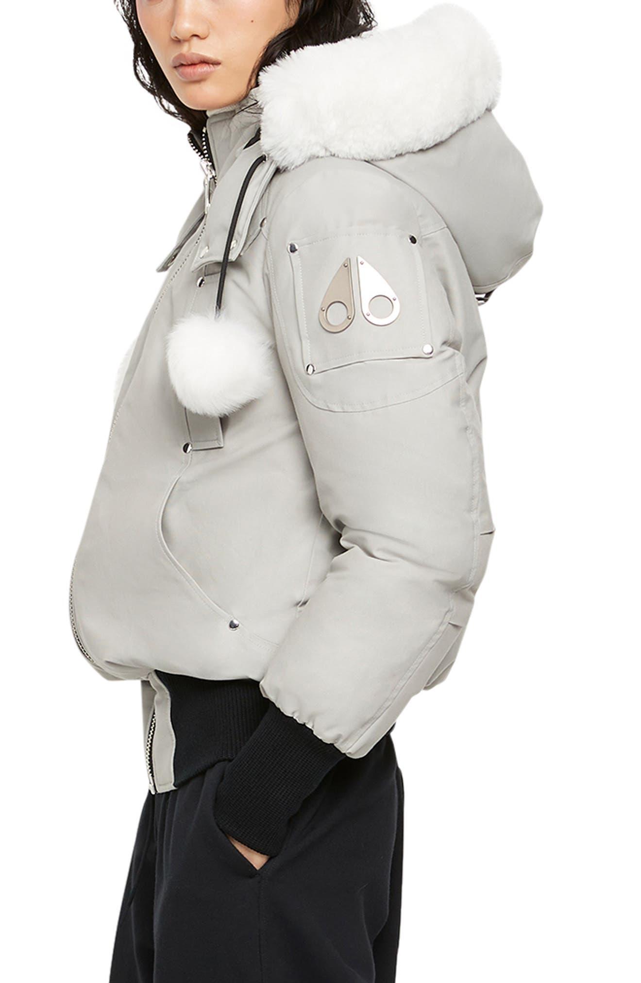 Moose Knuckles Debbie Bomber Jacket With Genuine Shearling Trim in