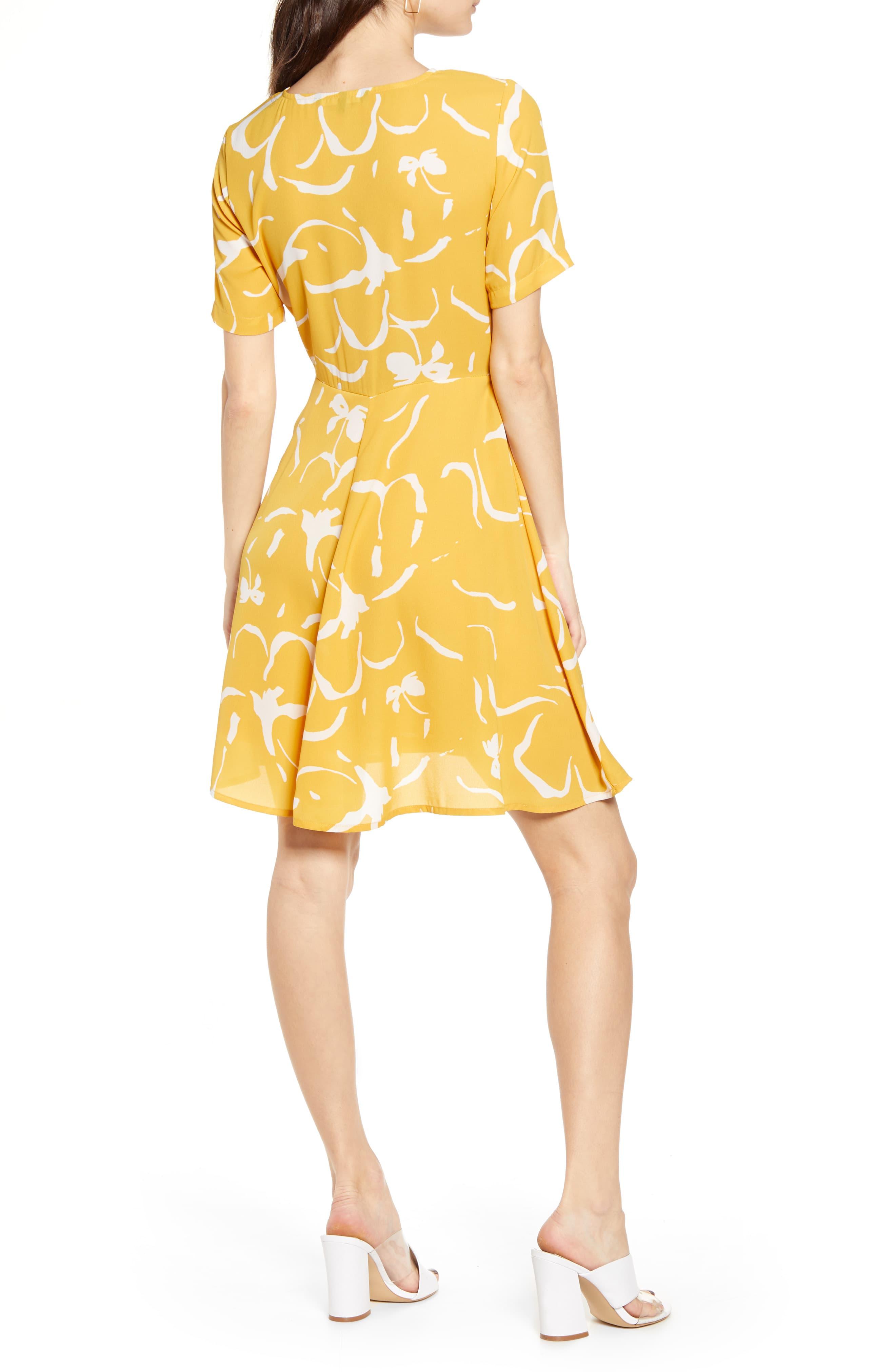 Vero Moda Ilona Tie Front Short Sleeve Dress in Yellow - Lyst