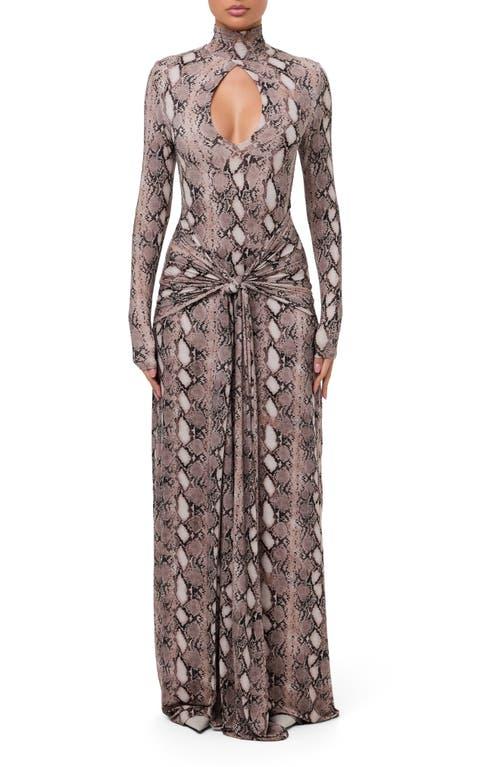 chinese dress ladies Designer Snake Print Dress | Long Sleeve Dress Wrap main image 0