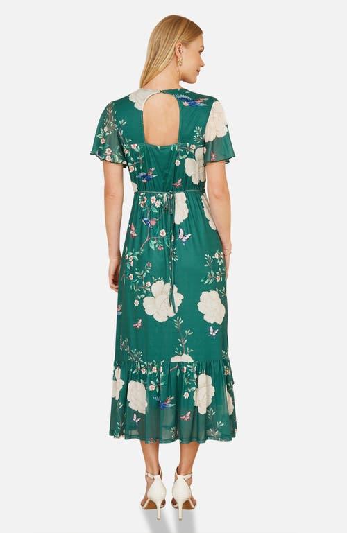 green bird print dress ZAPAKA Women Dark Green Long Bridesmaid Dress with 3D Flowers A-Line Spaghetti Straps Wedding Party Dress, Dark Green / US16