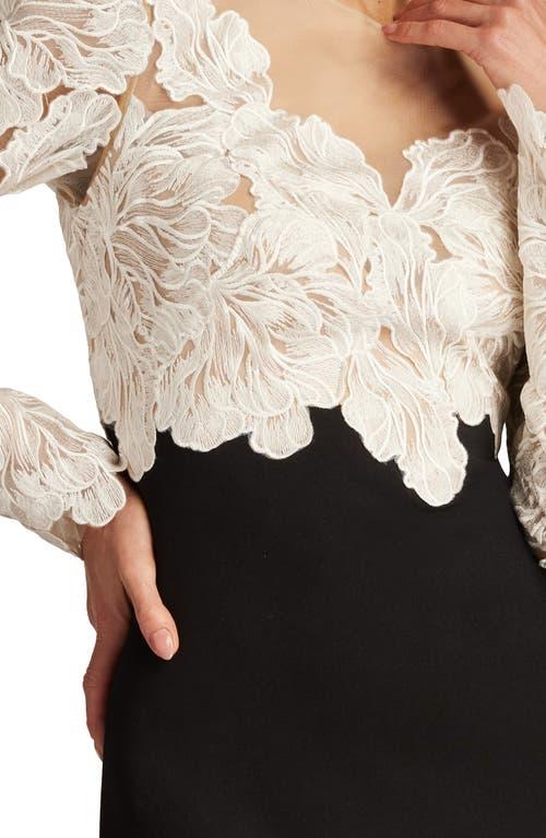 Tadashi Shoji Floral Lace Bodice Mixed Media Long Sleeve Gown in Black | Lyst Tadashi Shoji Floral Lace Bodice Mixed Media Long Sleeve Gown in Black | Lyst