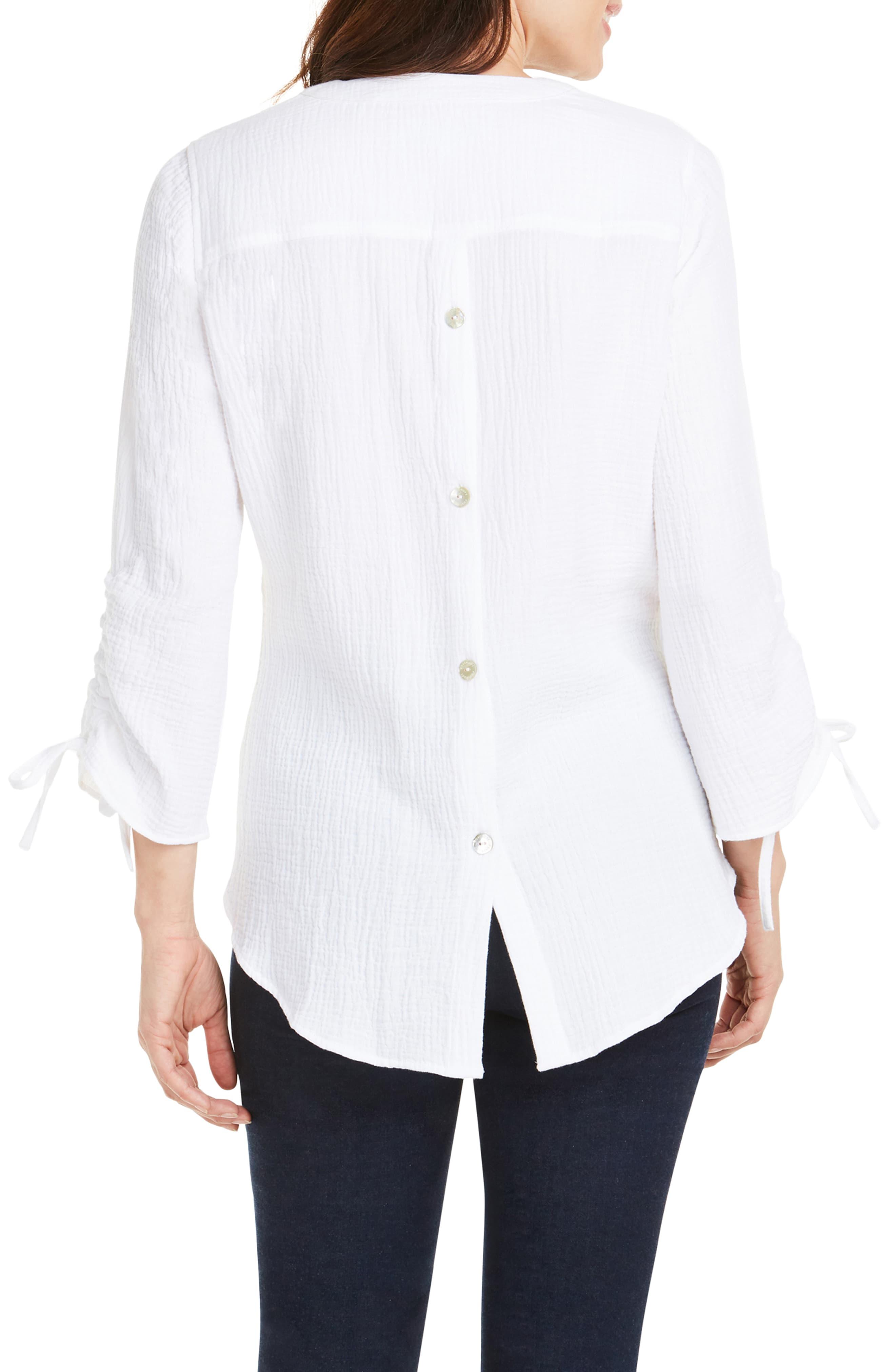 Foxcroft Marley In Double Faced Gauze Button Down Blouse in White Lyst