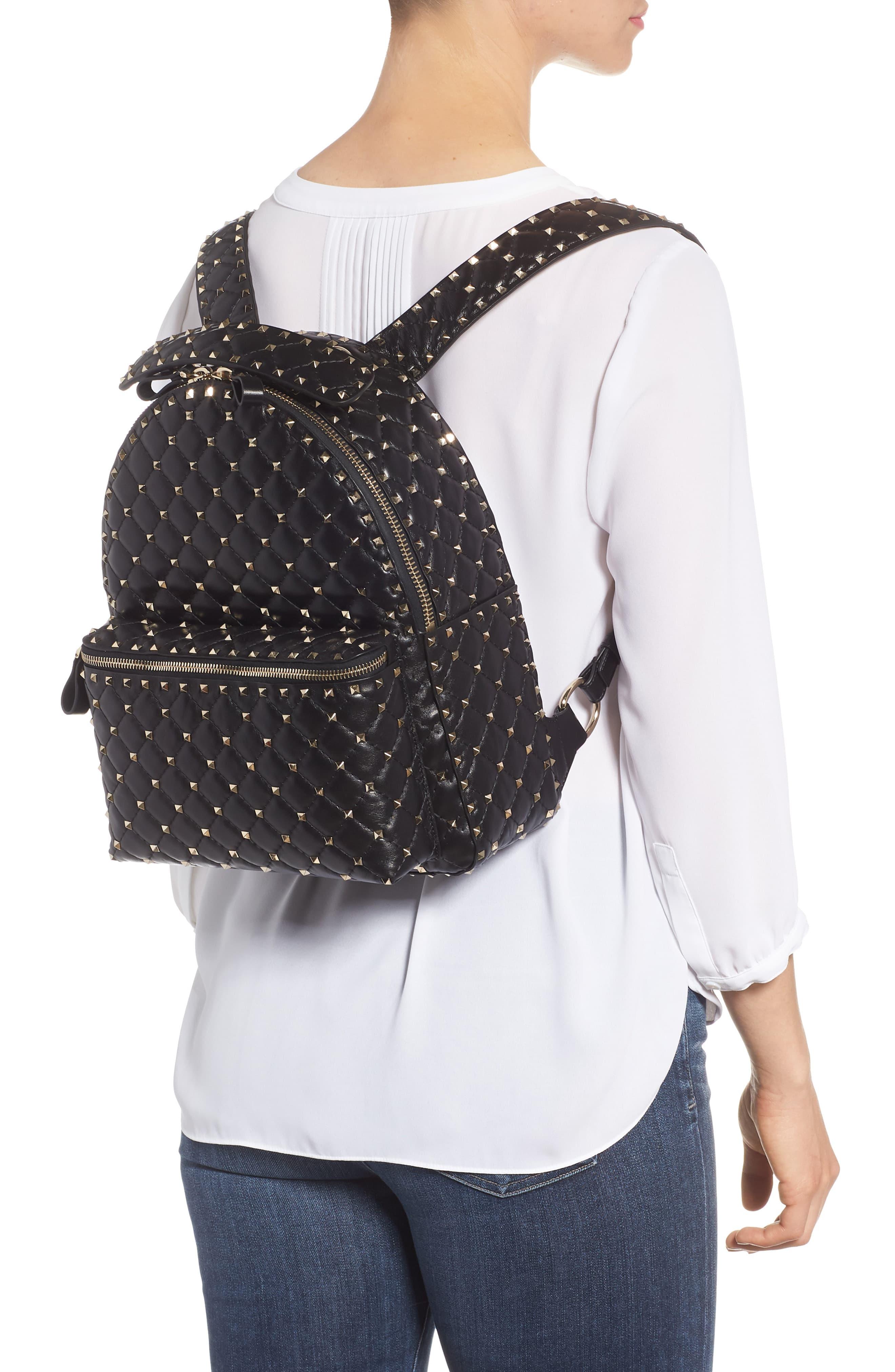 Valentino Rockstud Spike Quilted Lambskin Leather Backpack ...