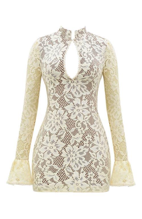 House Of Cb Brianna Long Sleeve Lace Body-Con Minidress in White | Lyst