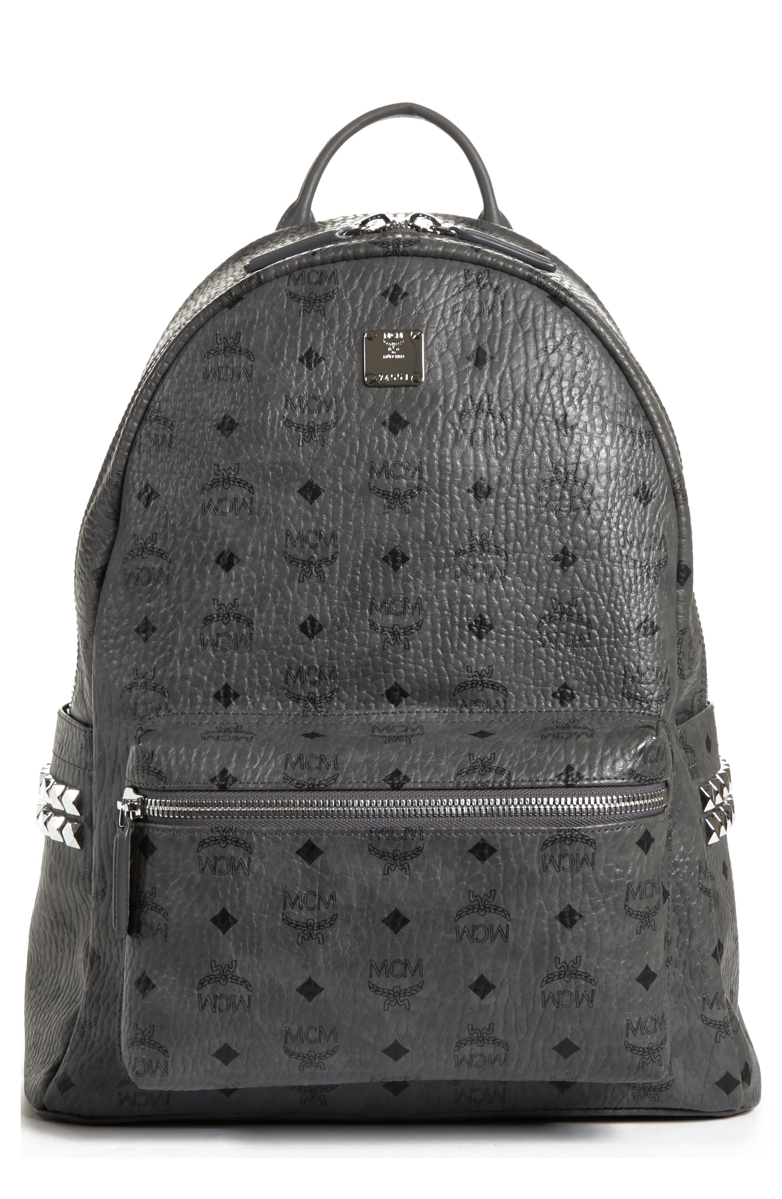 grey mcm backpack