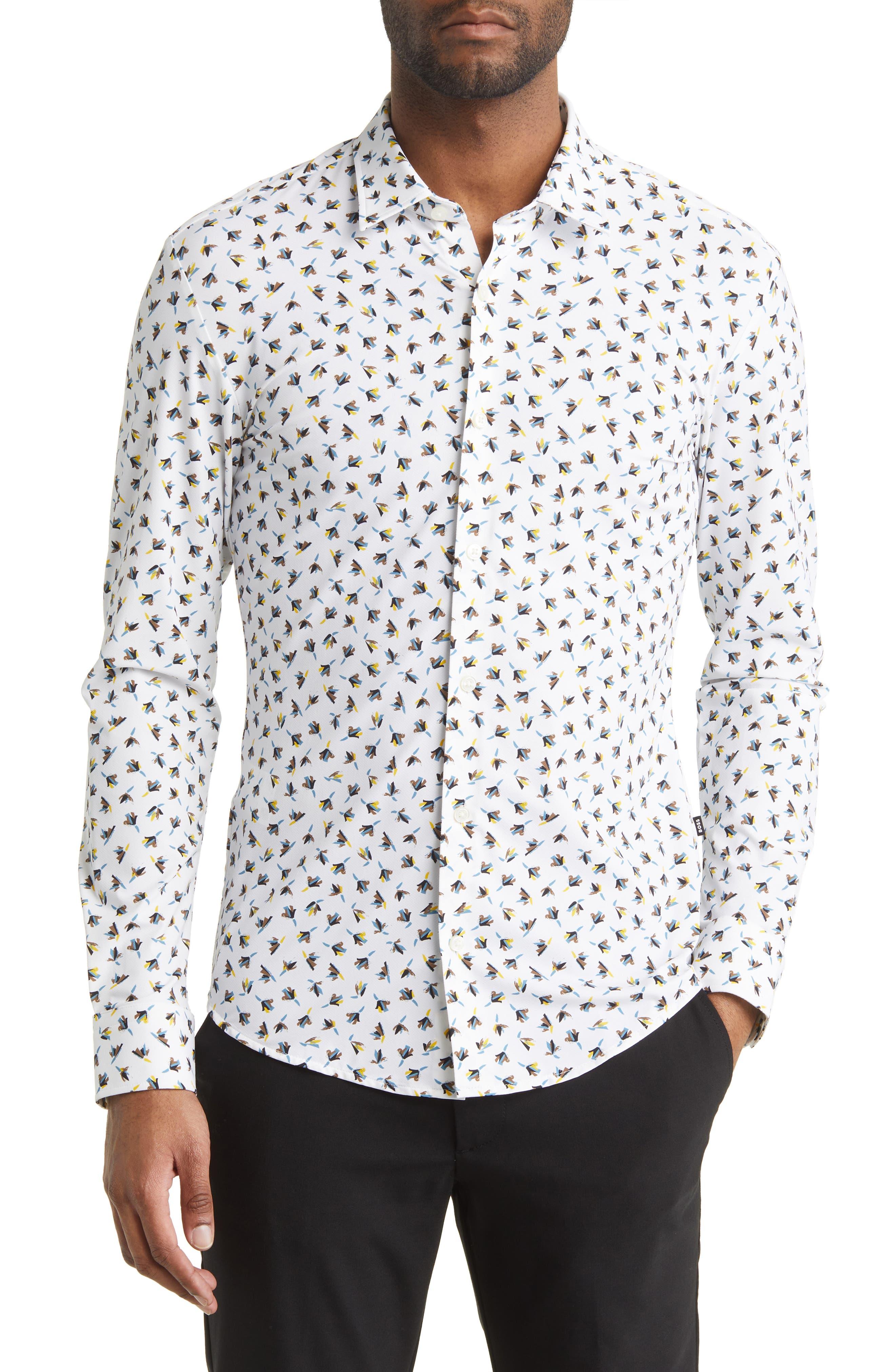 BOSS by HUGO BOSS Roan Slim Fit Stretch Button-up Shirt in White for Men |  Lyst